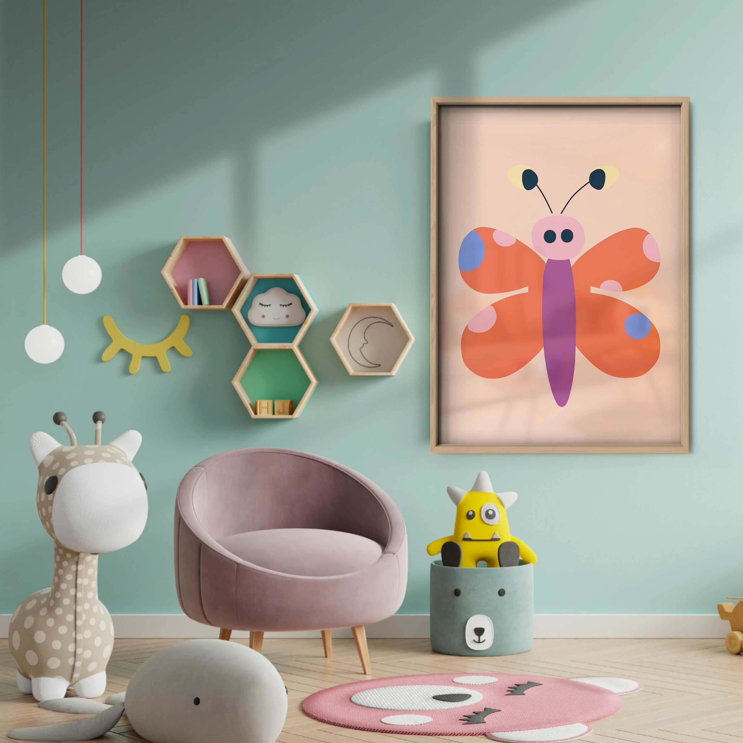Butterfly Nursery Print - baby room wall decor print