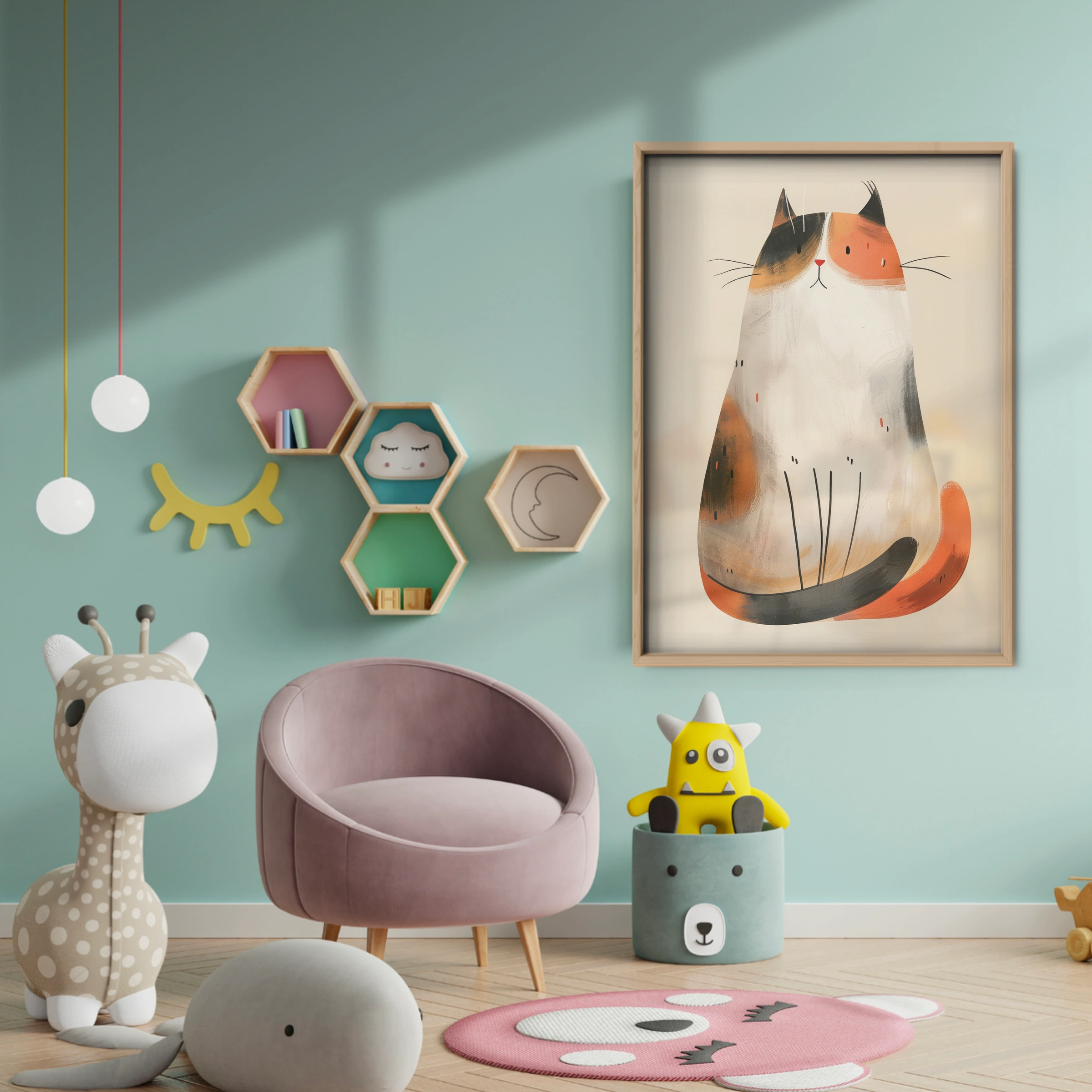 Calico Cat Nursery Print - baby room wall decor print
