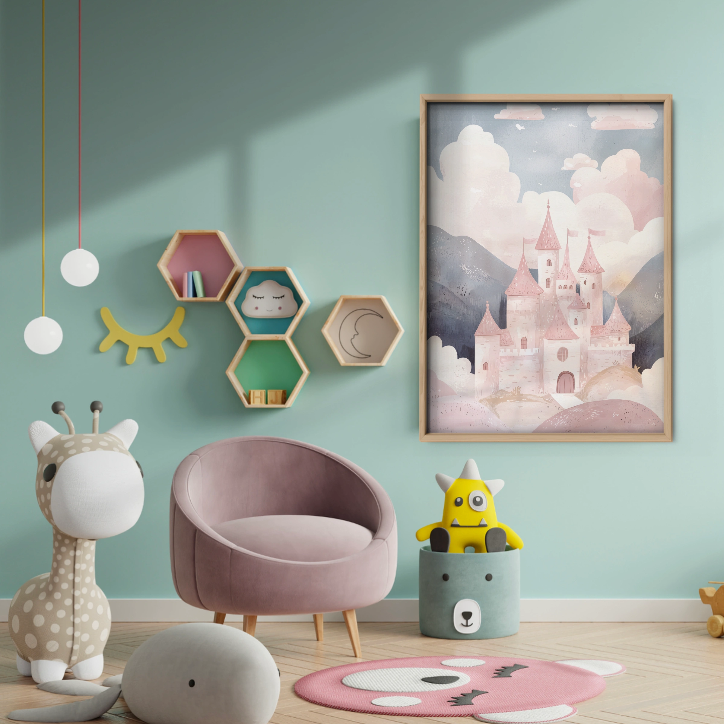 Castle in the Clouds Nursery Print - baby room wall decor print
