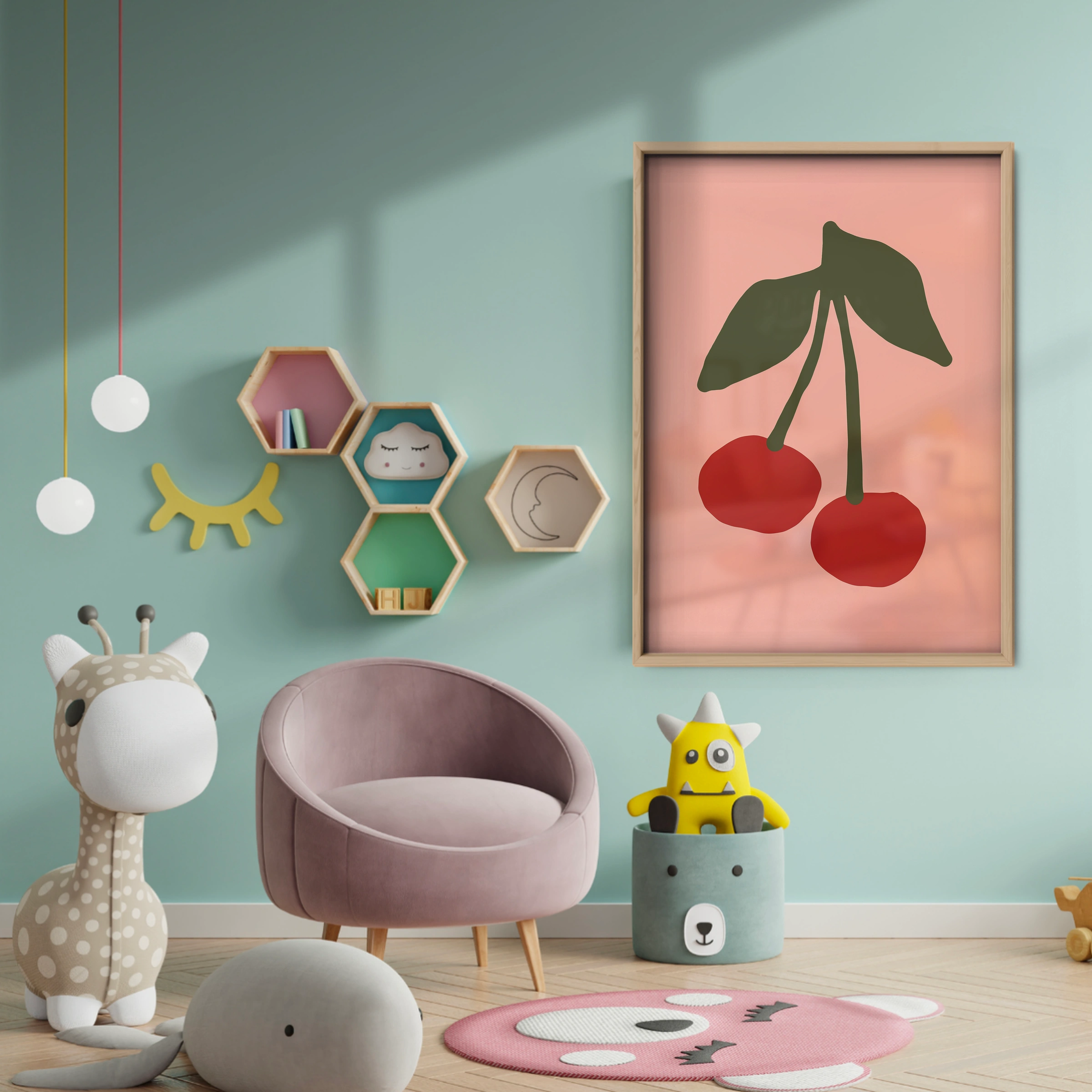 Cherries Nursery Print - baby room wall decor print