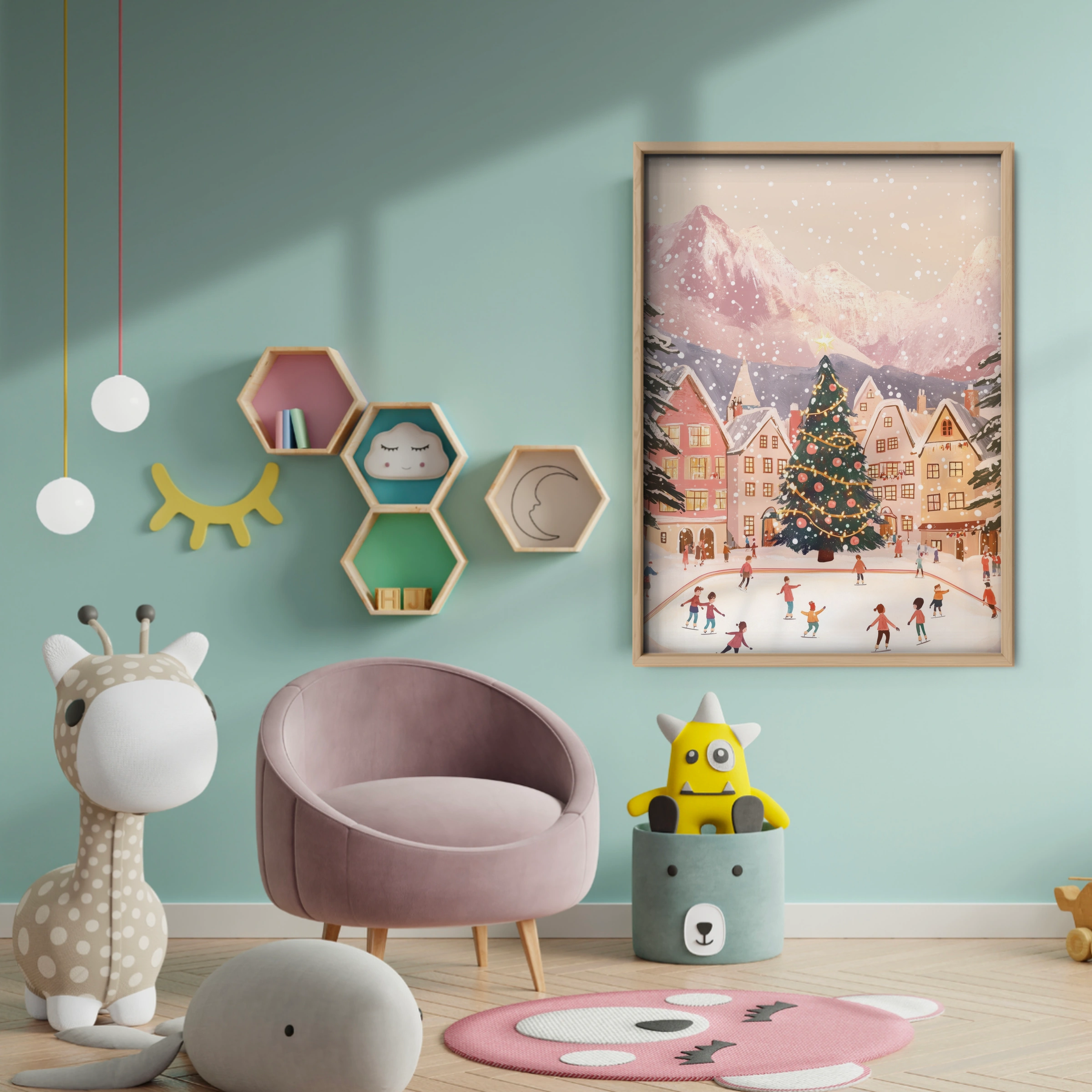 Christmas Village Christmas Print - baby room wall decor print