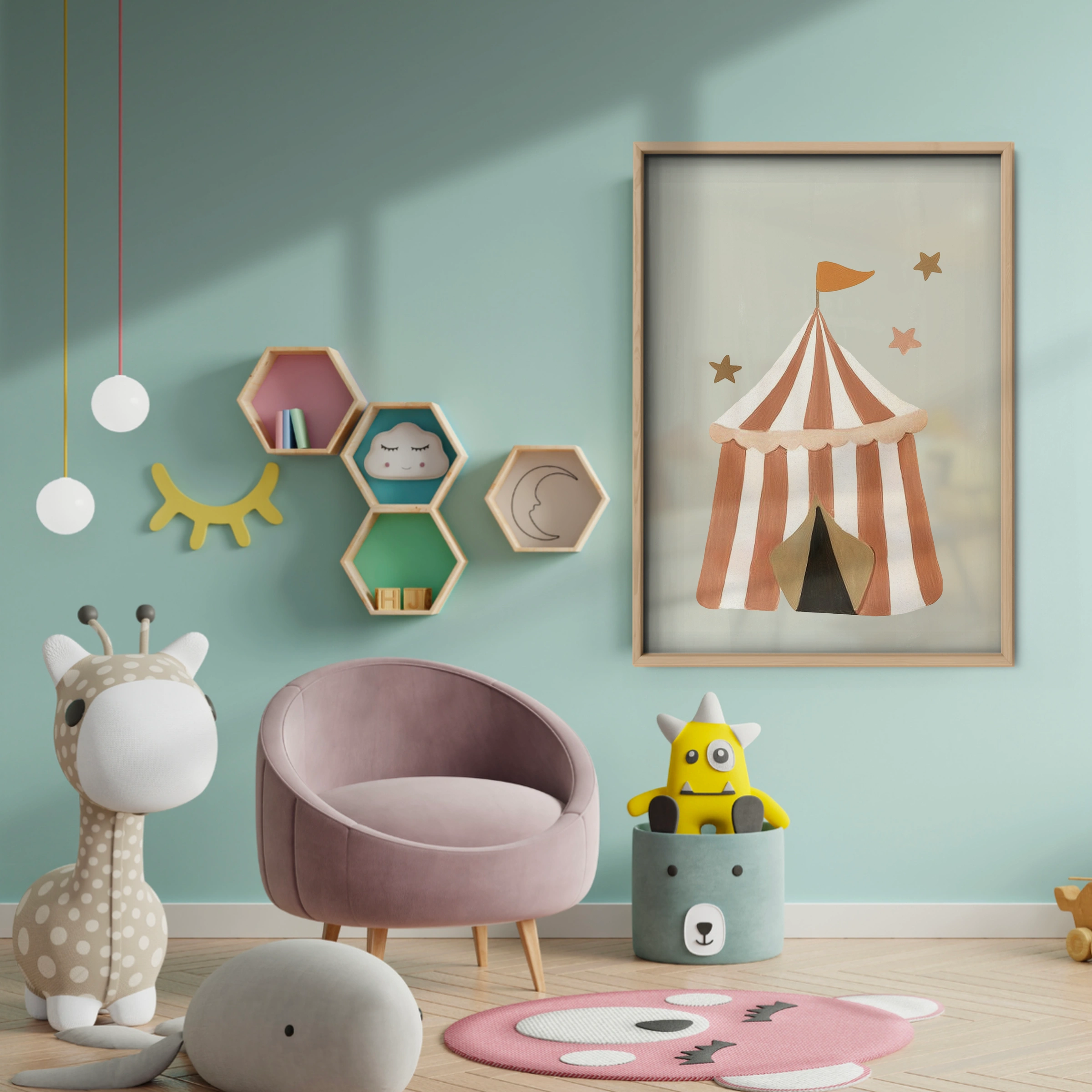 Circus Tent Nursery Print - baby room wall decor print