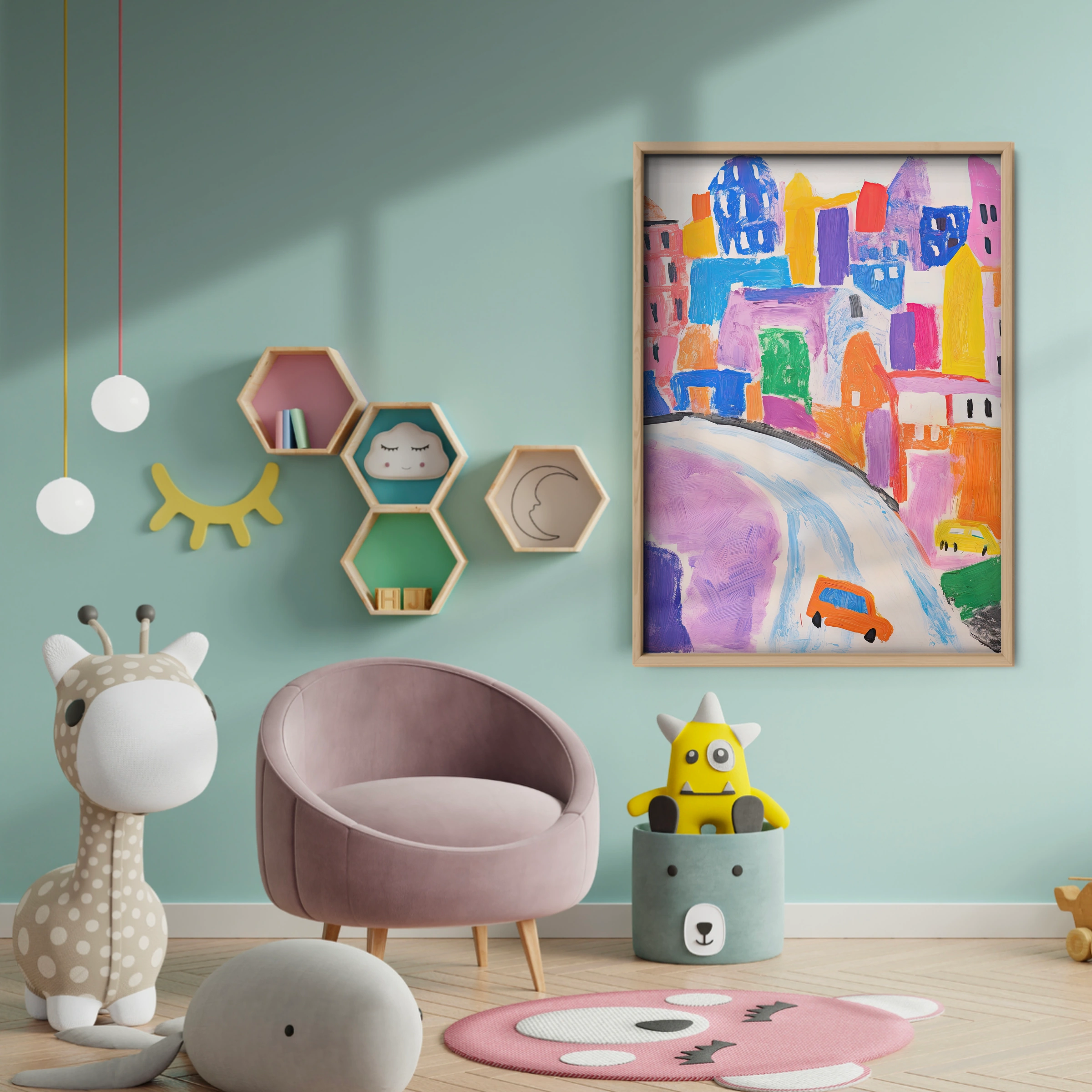 Colourful City Nursery Print - baby room wall decor print