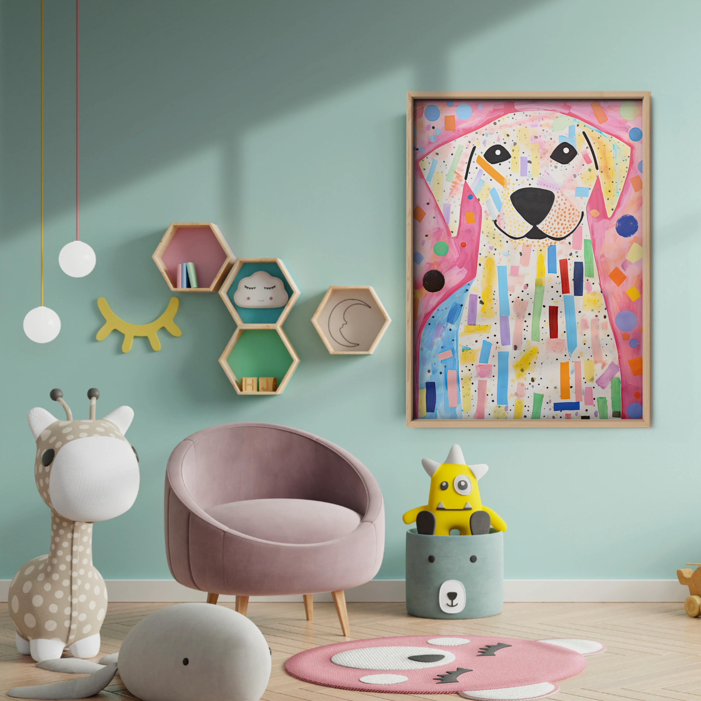 Confetti Dog Nursery Print - baby room wall decor print