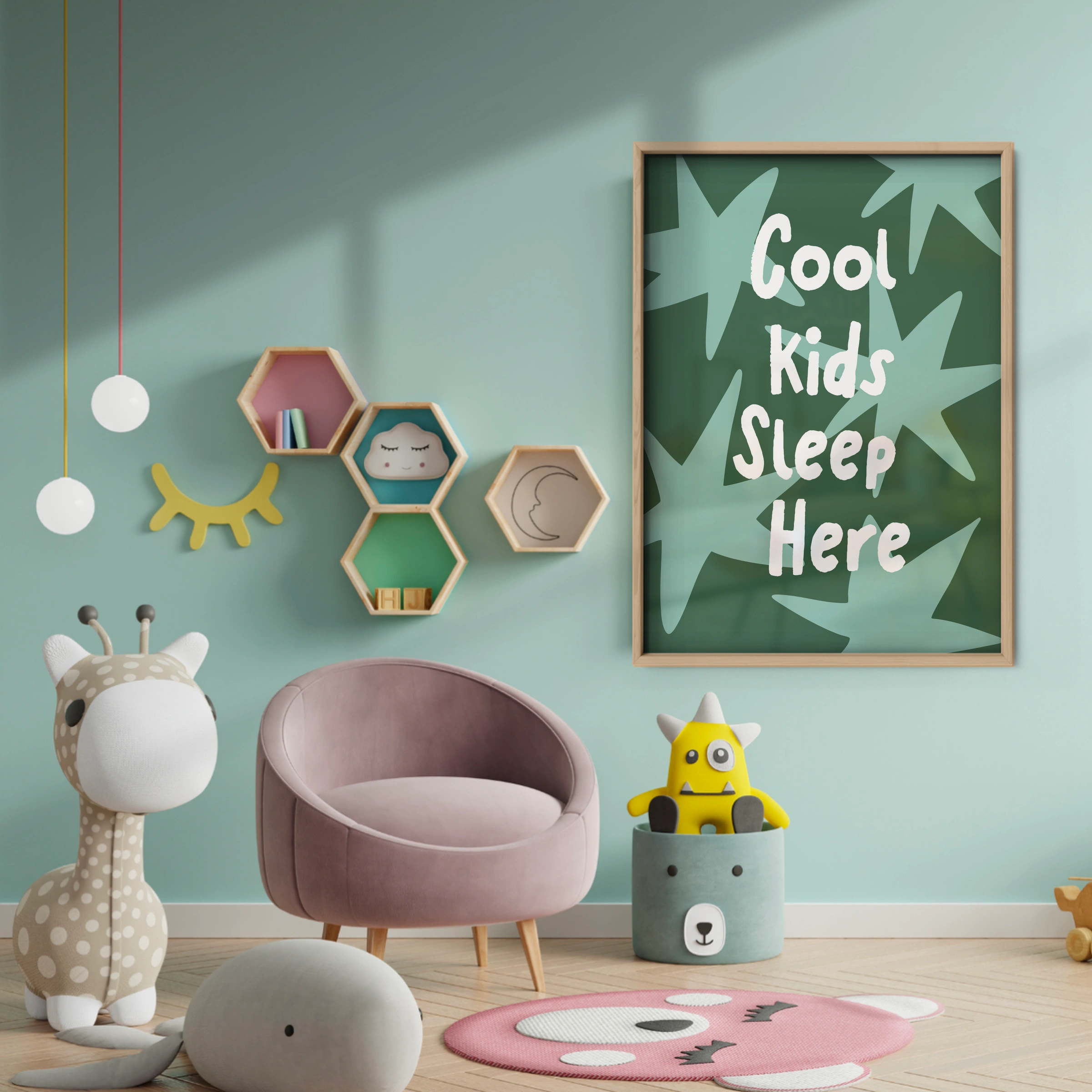 Cool Kids Sleep Here Nursery Print - baby room wall decor print