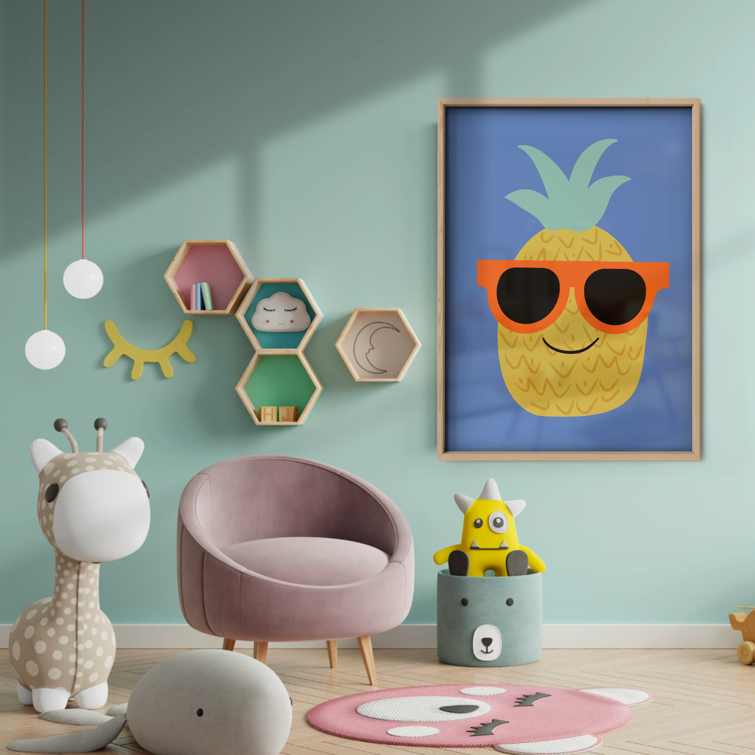 Cool Pineapple Nursery Print - baby room wall decor print
