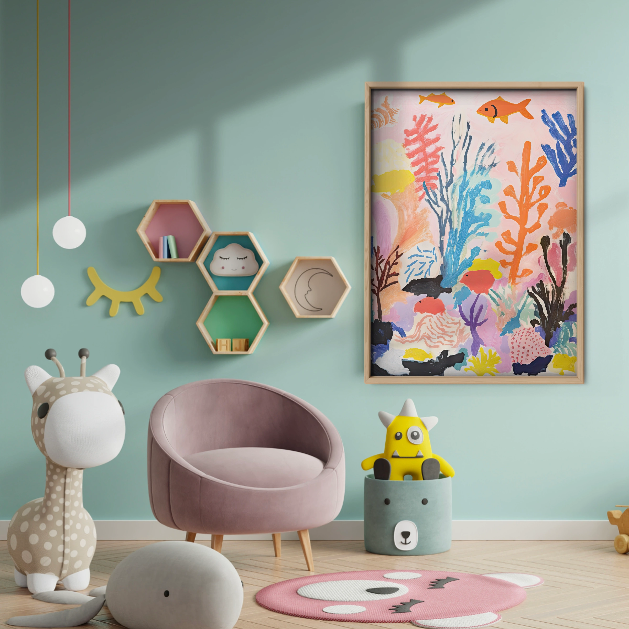 Coral Garden Nursery Print - baby room wall decor print