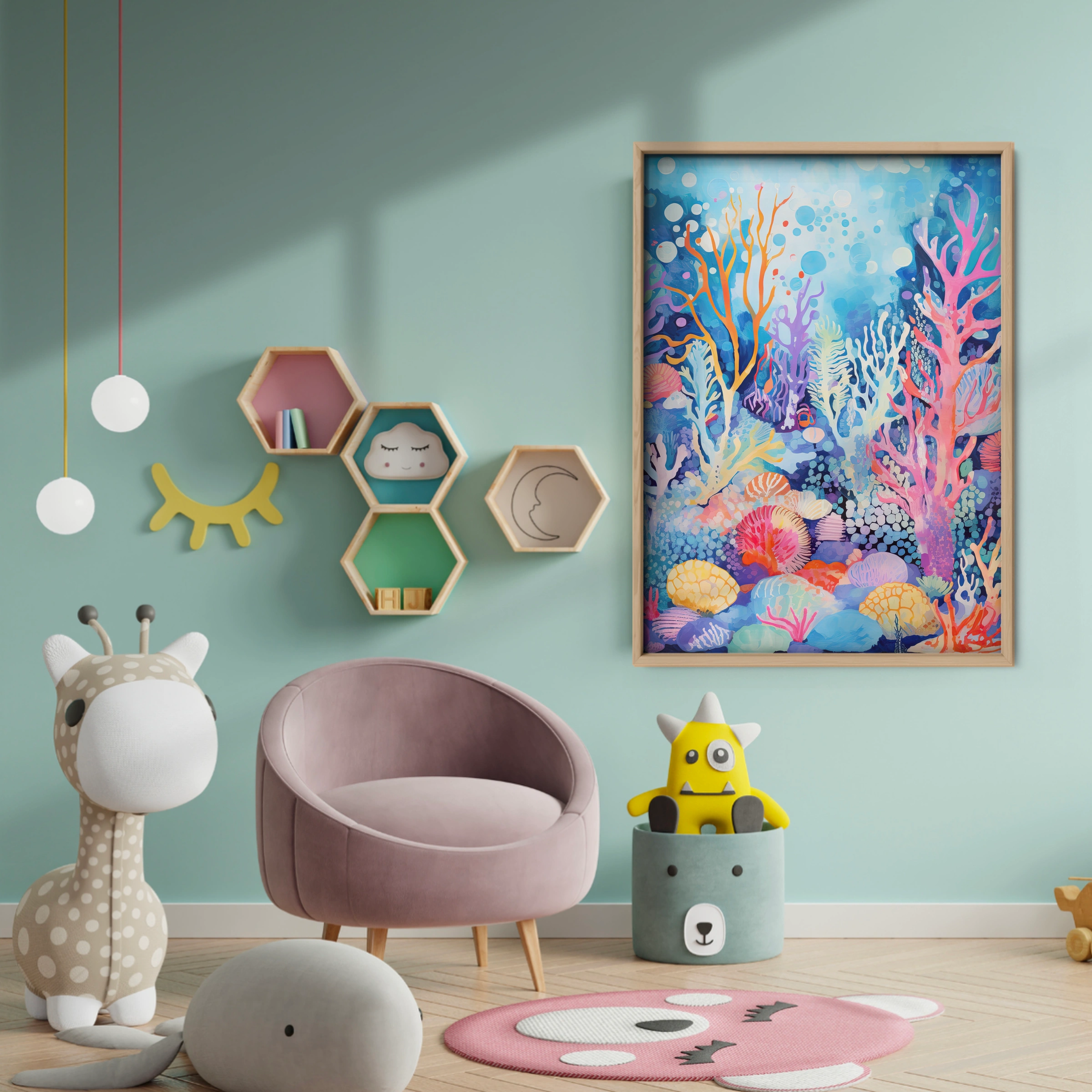 Coral Reef Garden Nursery Print - baby room wall decor print