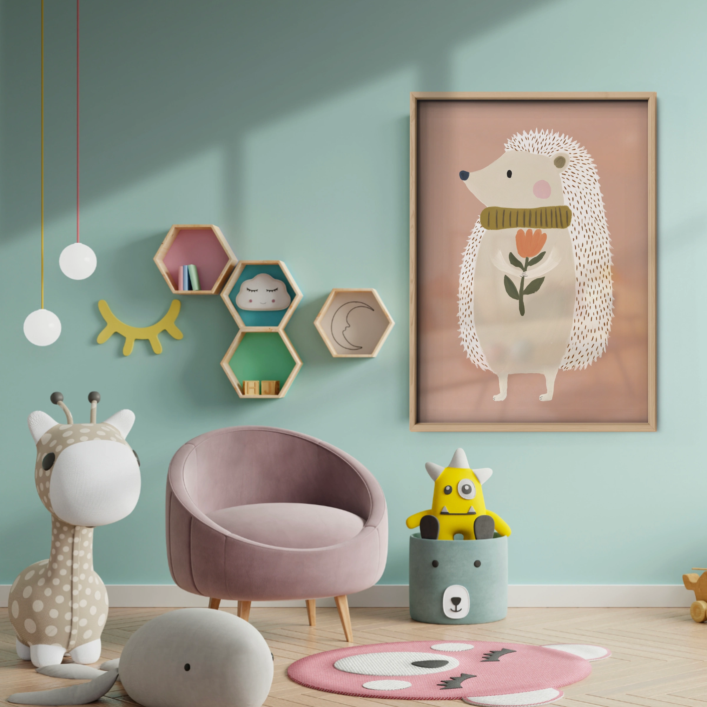 Cosy Hedgehog Nursery Print - baby room wall decor print