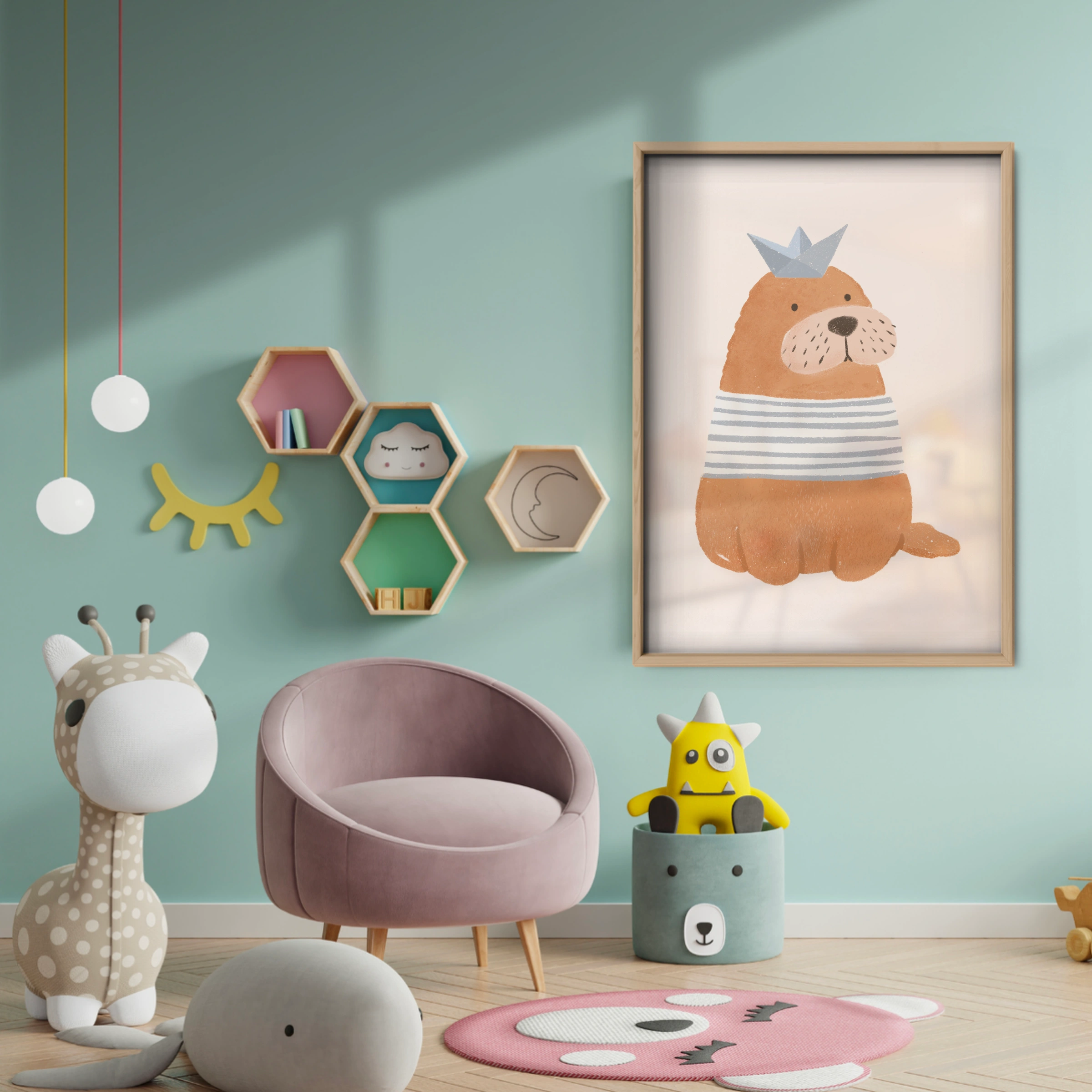 Cosy Lion Nursery Print - baby room wall decor print