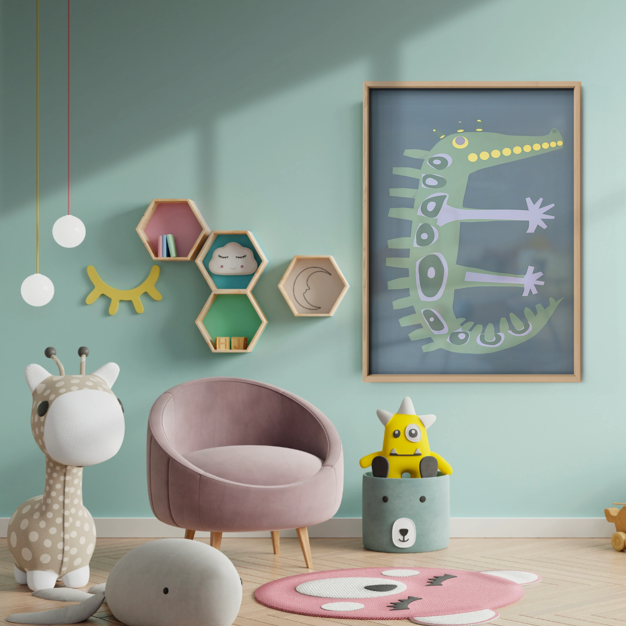 Crocodile Letter Nursery Print - baby room wall decor print