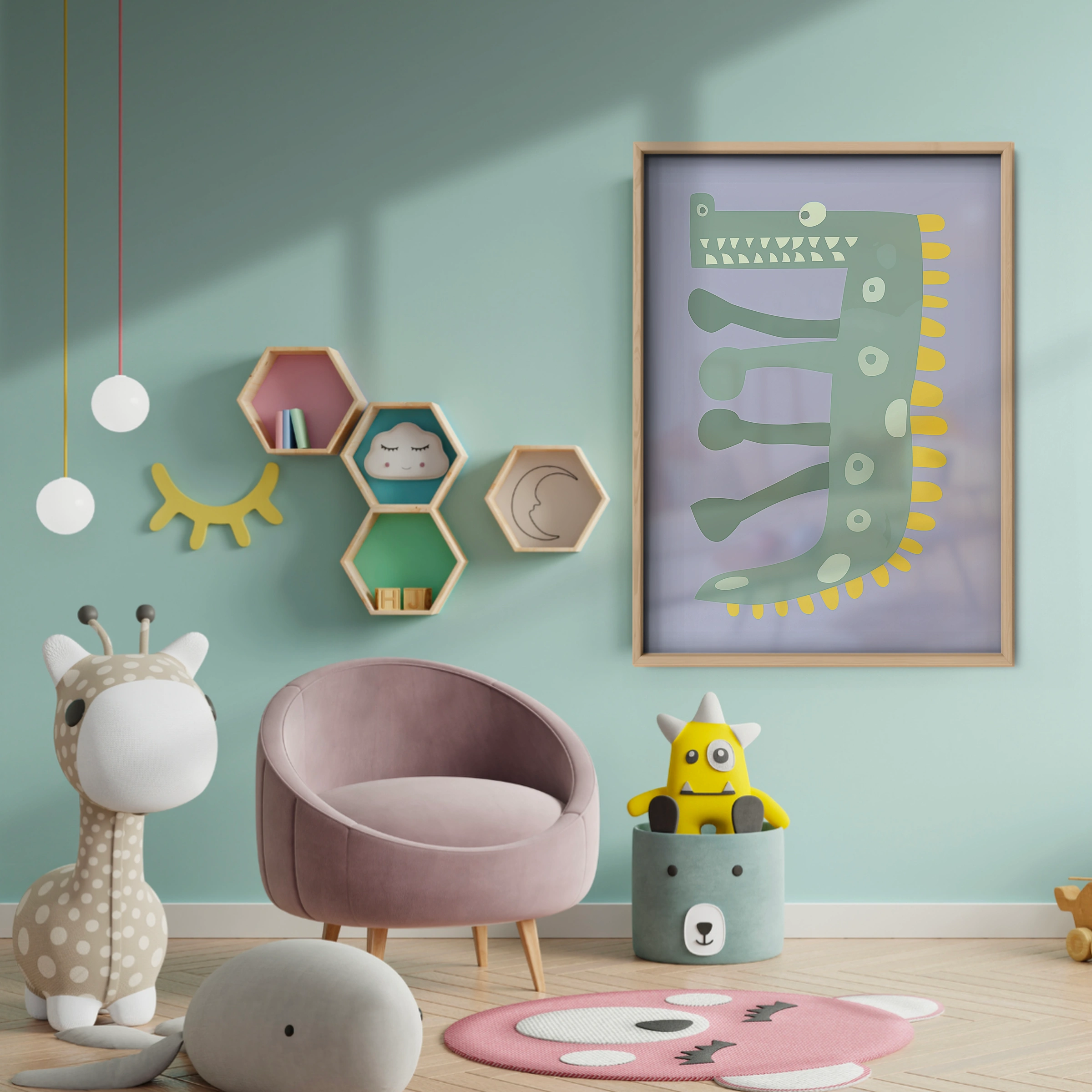 Crocodile Letter Two Nursery Print - baby room wall decor print