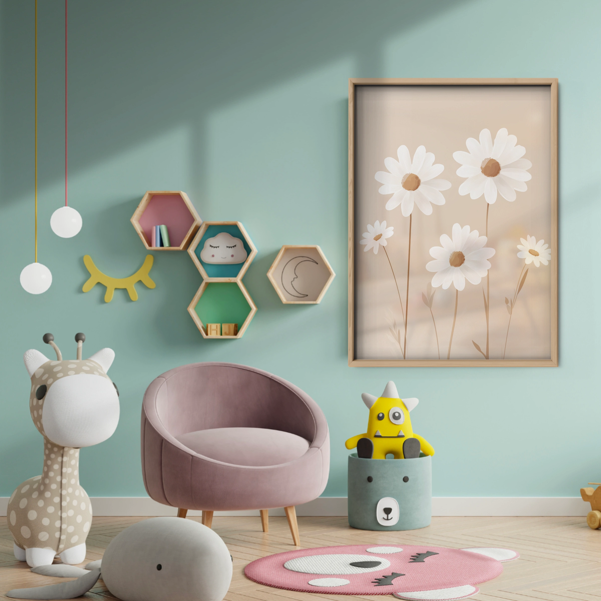 Daisies Nursery Print - baby room wall decor print