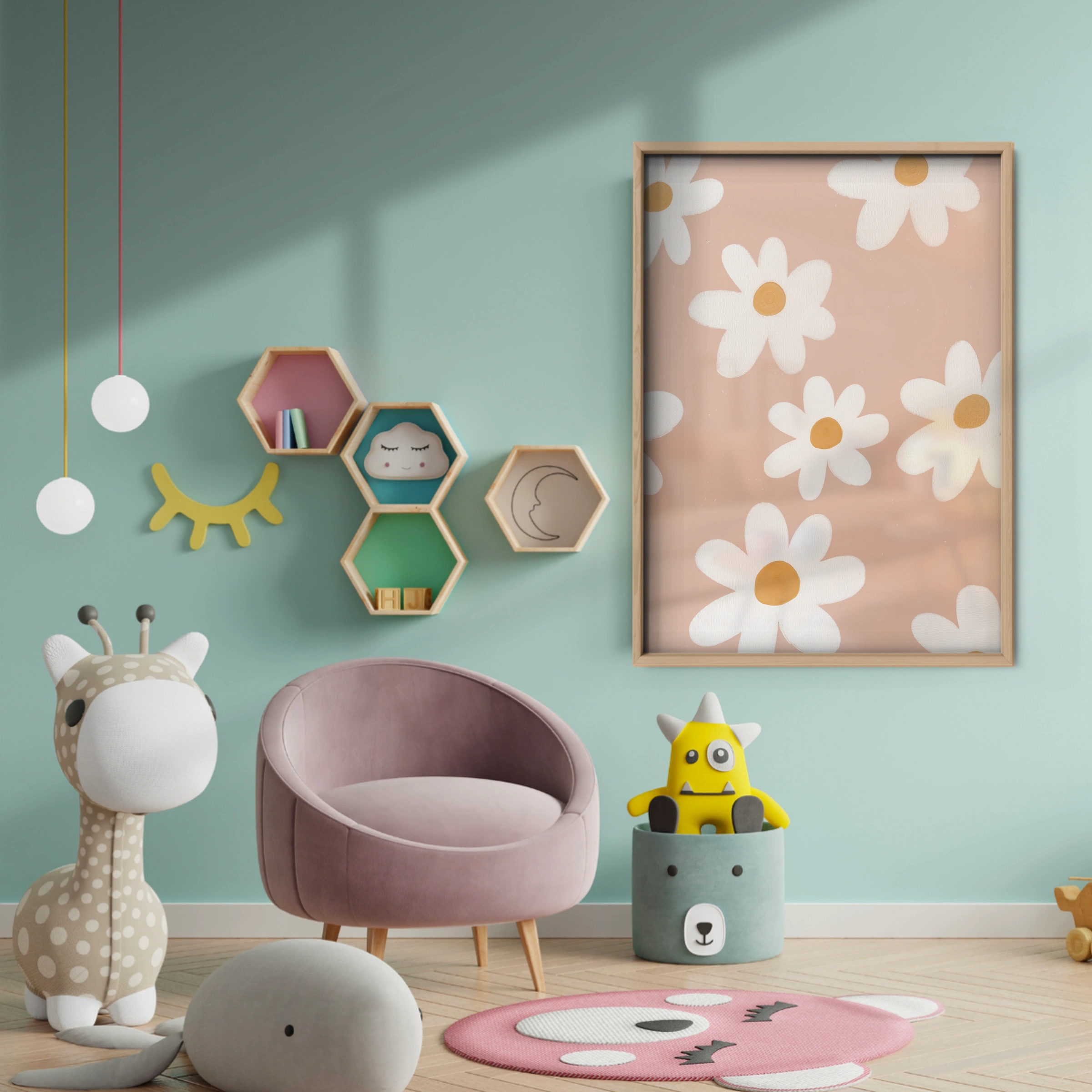 Daisy Field Nursery Print - baby room wall decor print