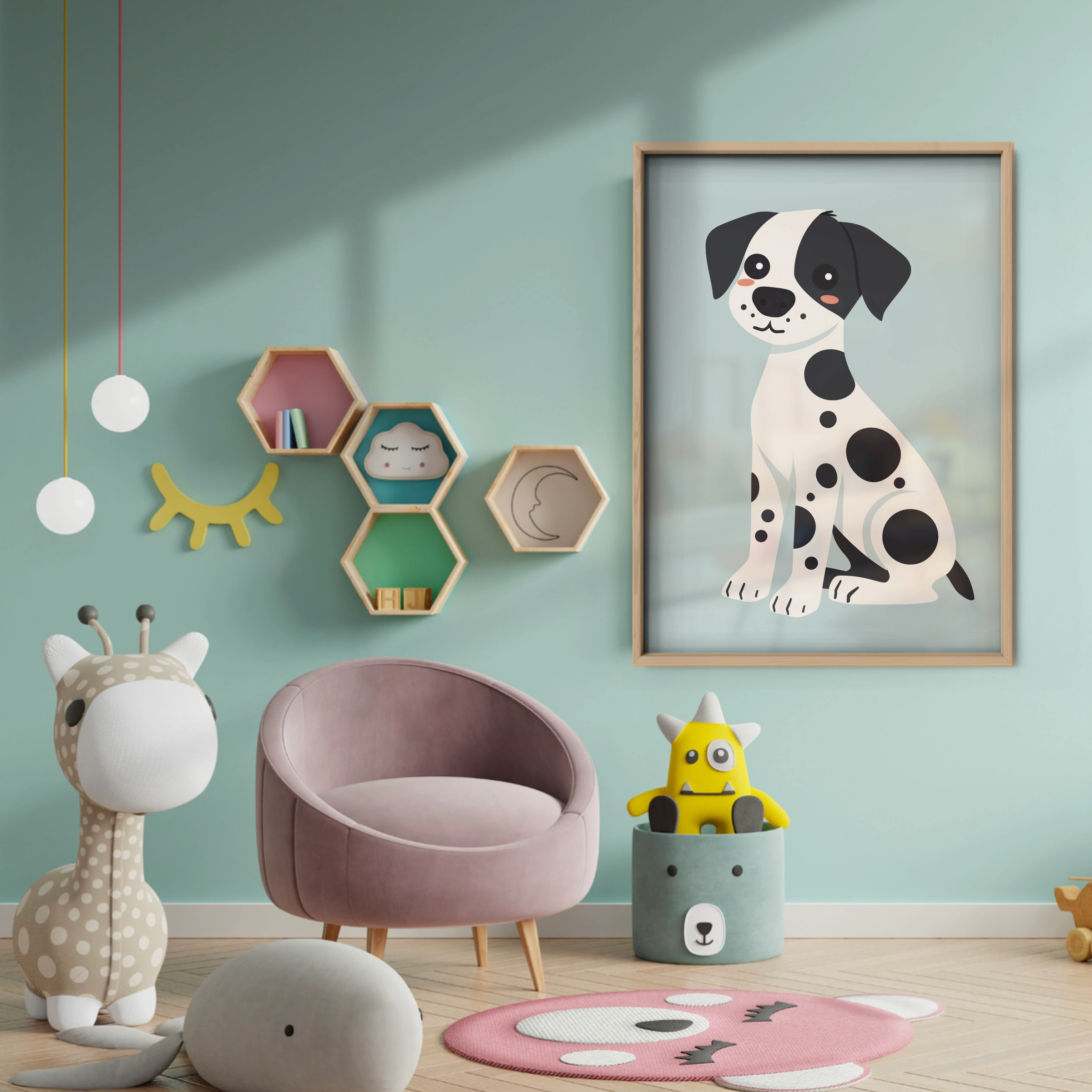 Dalmatian Dog Nursery Print - baby room wall decor print