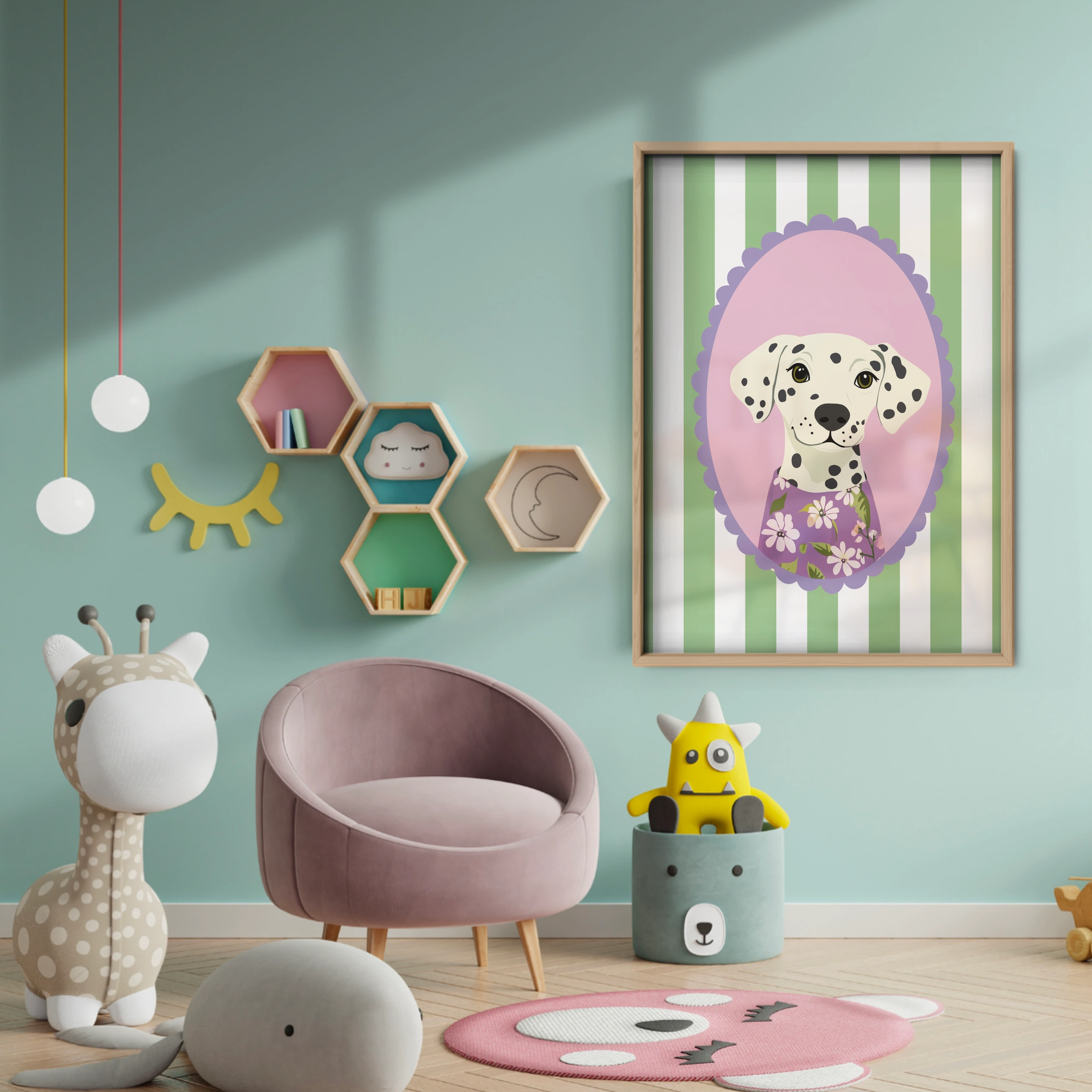 Dalmatian in a Dress Nursery Print - baby room wall decor print