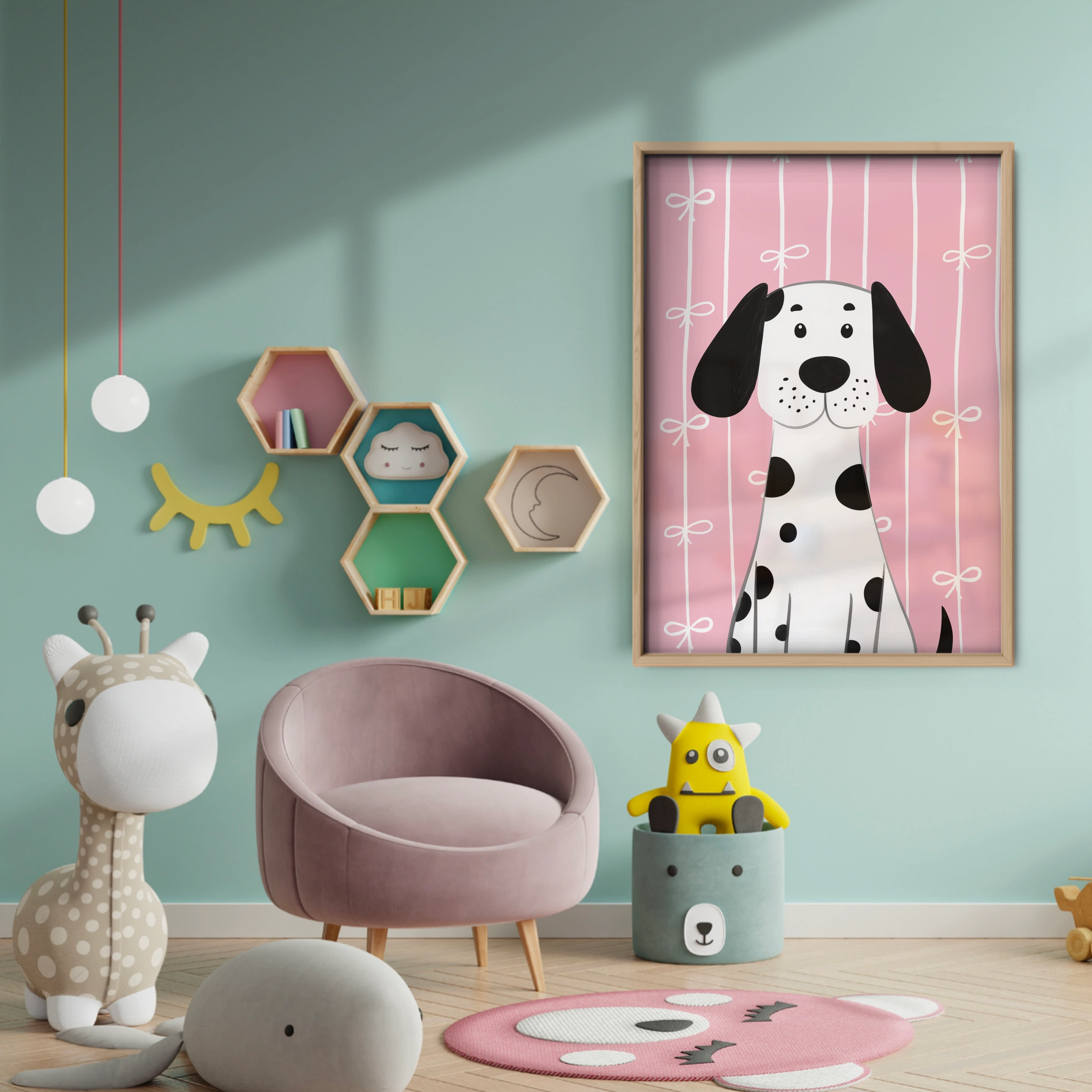 Dalmatian Puppy Nursery Print - baby room wall decor print