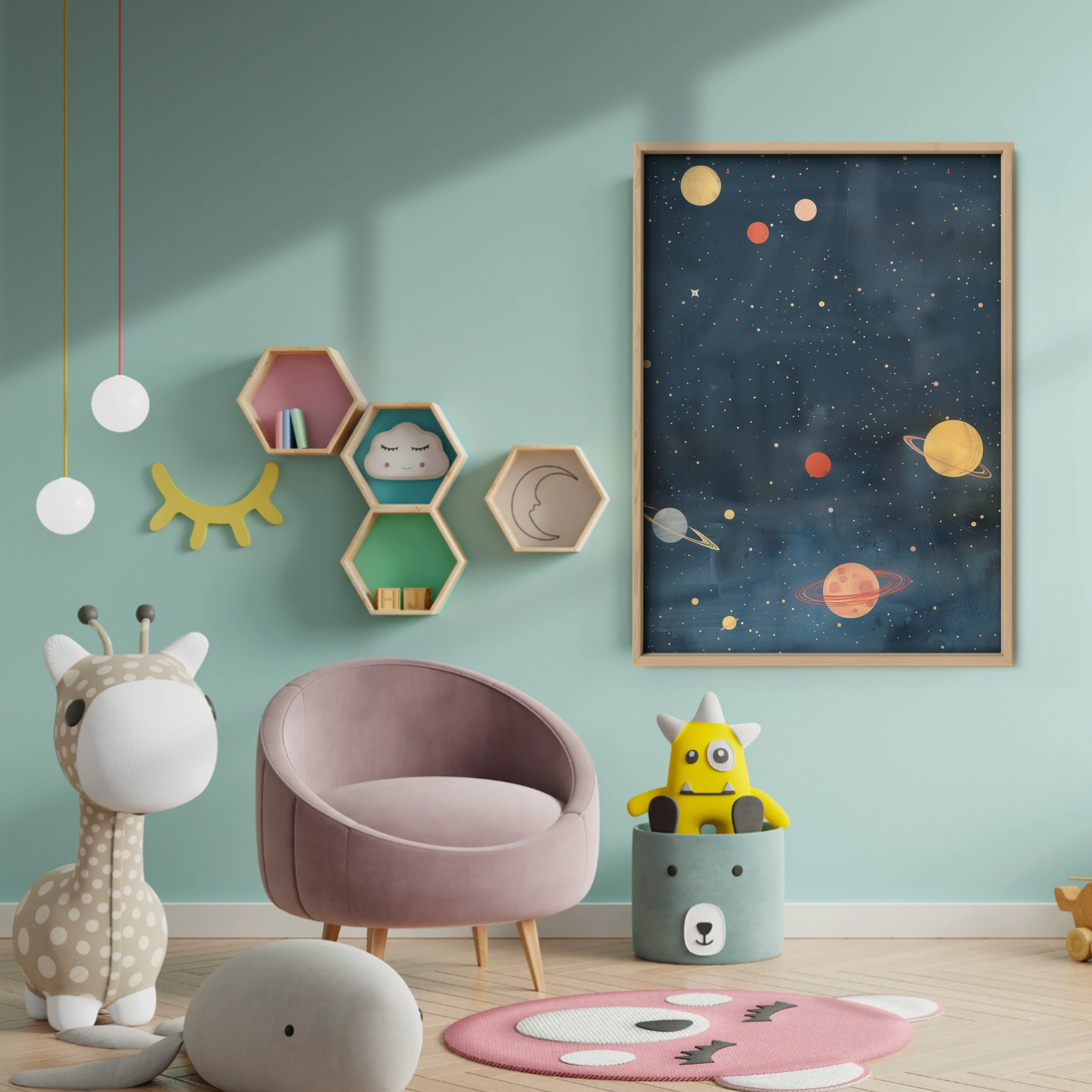 Deep Space Nursery Print - baby room wall decor print