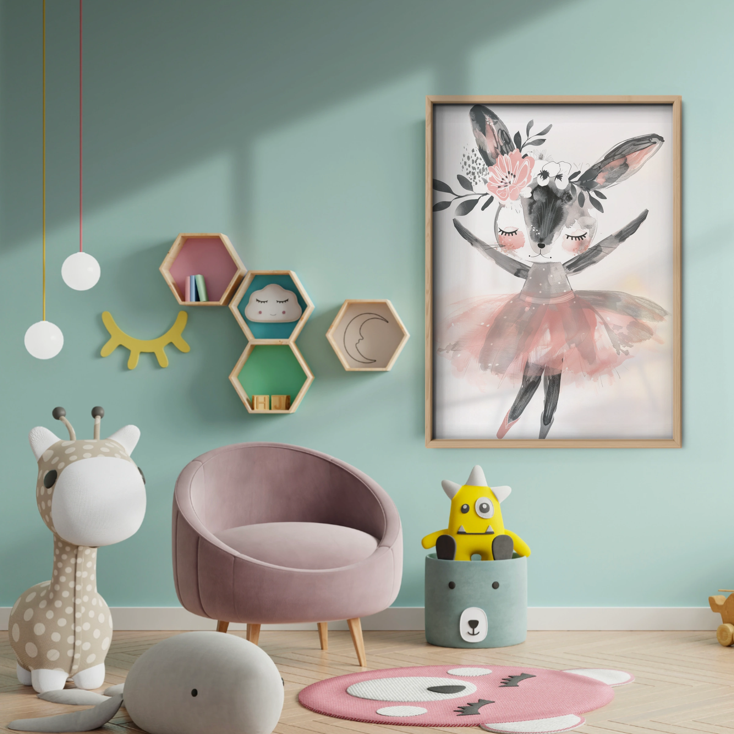Deer Ballerina Nursery Print - baby room wall decor print