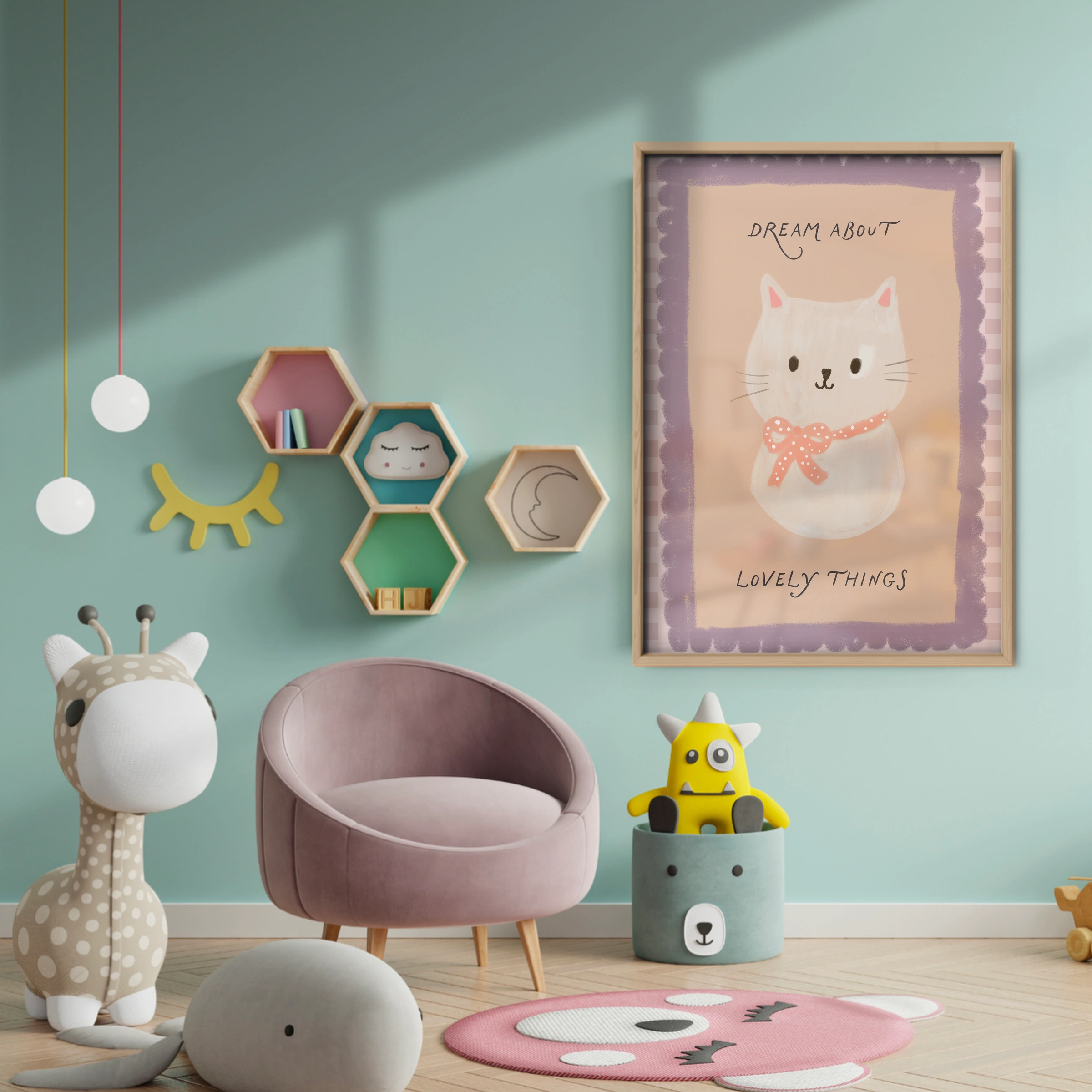 Dream About Lovely Things Bunny Nursery Print - baby room wall decor print