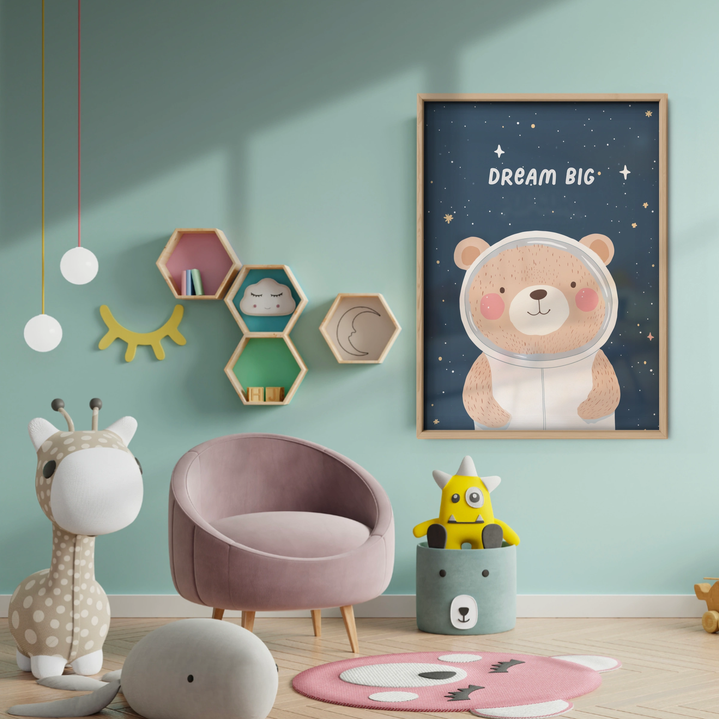 Dream Big Bear Nursery Print - baby room wall decor print