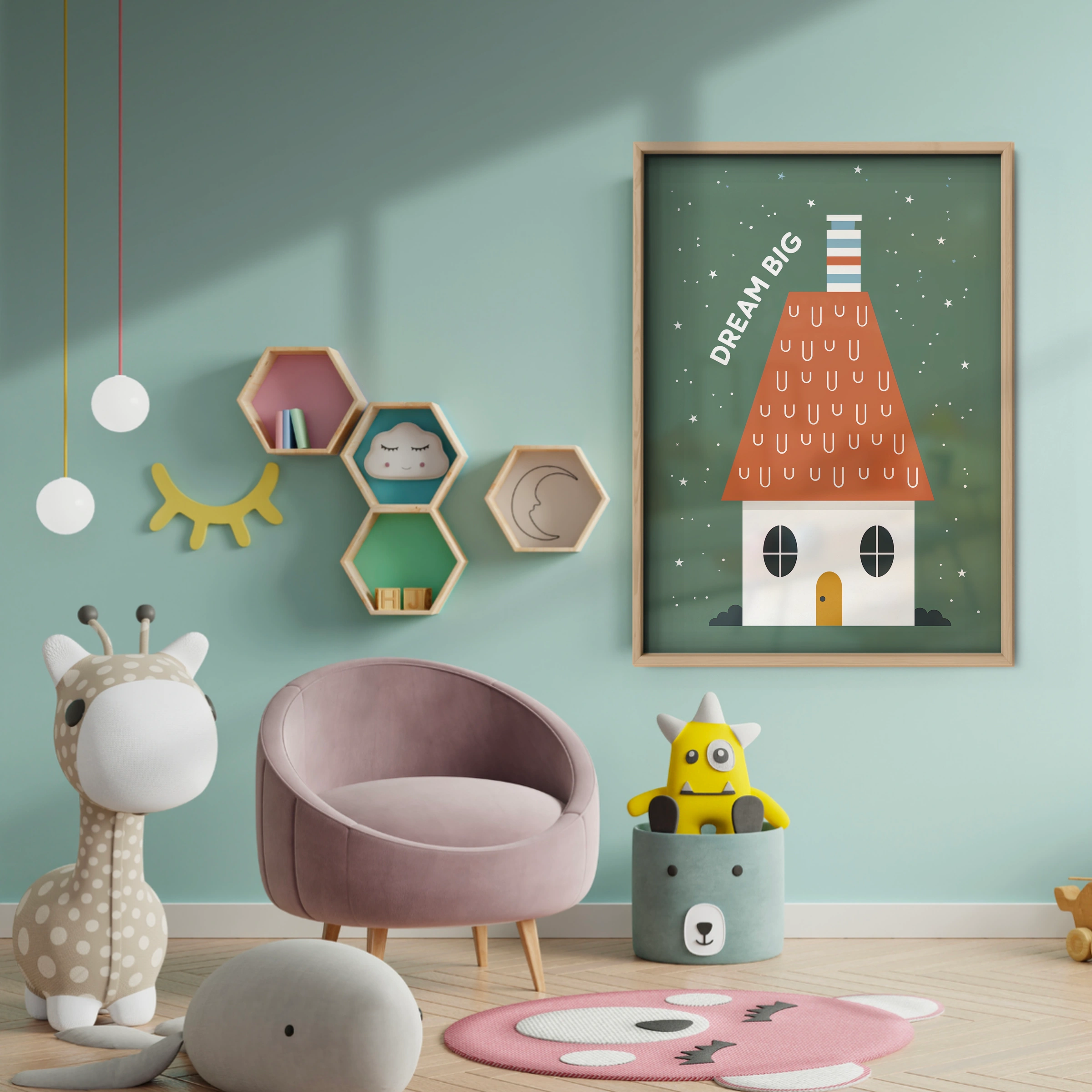 Dream Big House Nursery Print - baby room wall decor print