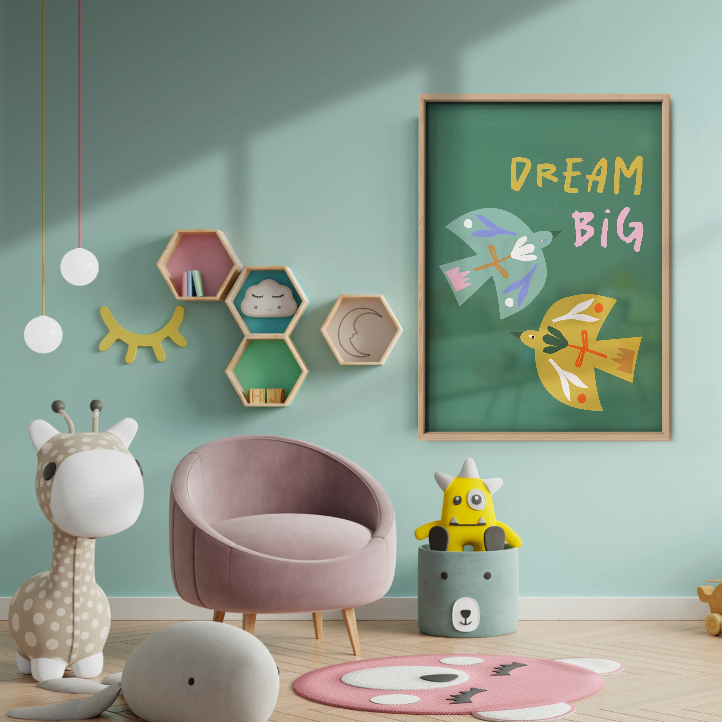 Dream Big Nursery Print - baby room wall decor print