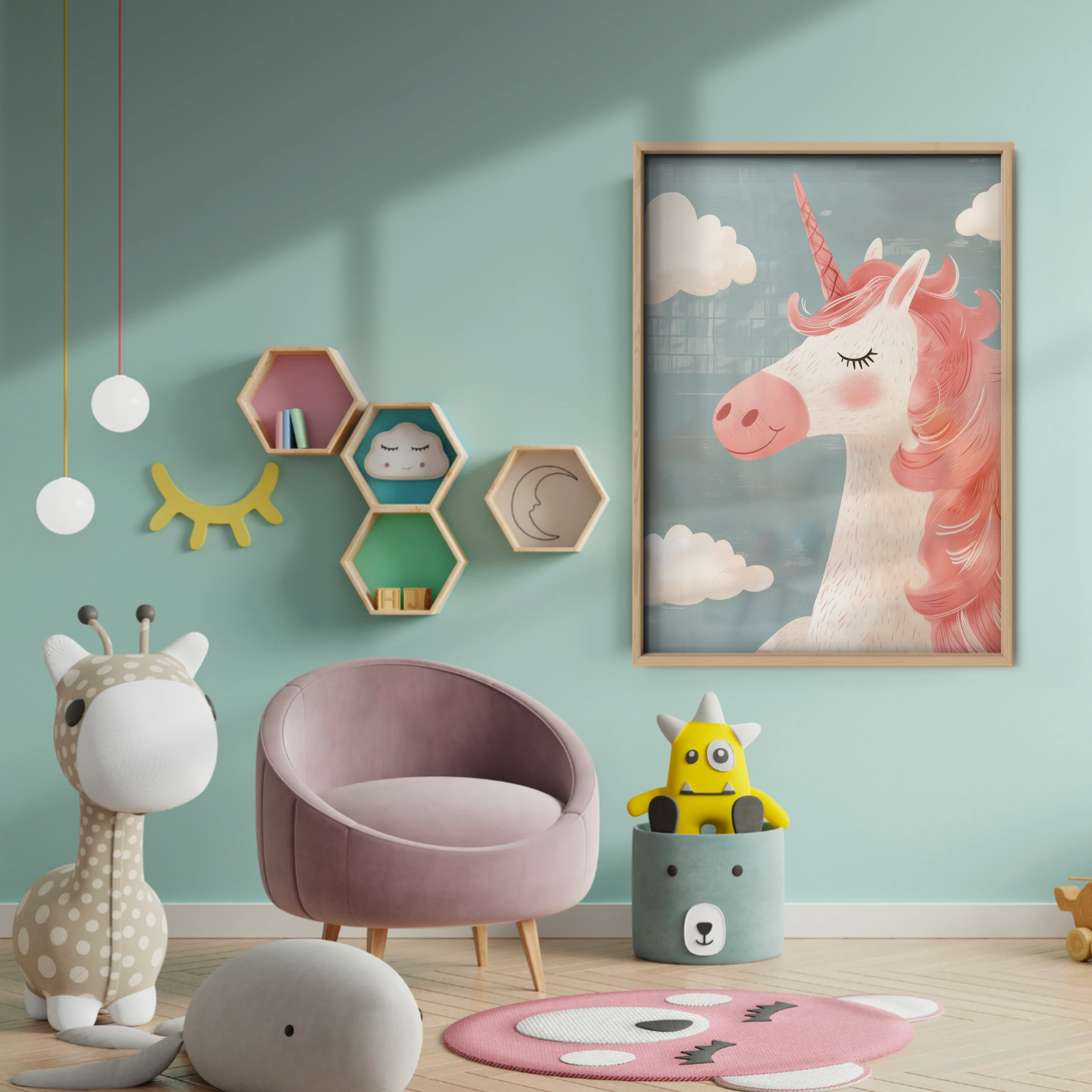 Dreamy Unicorn Nursery Print - baby room wall decor print