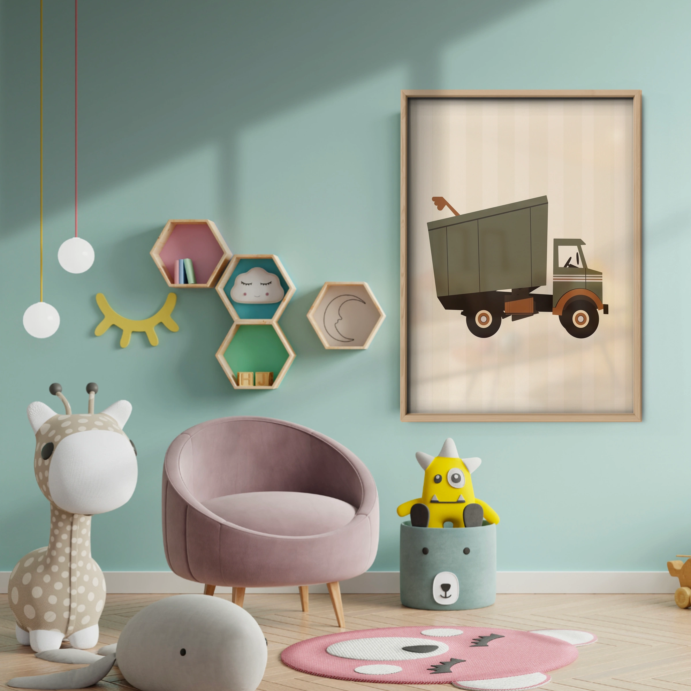 Dump Truck Nursery Print - baby room wall decor print