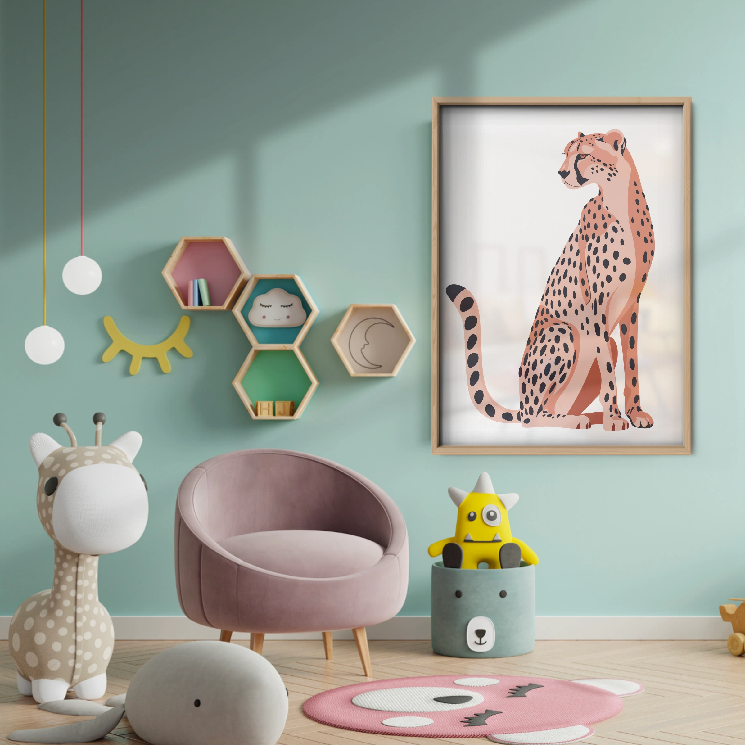 Elegant Cheetah Nursery Print - baby room wall decor print