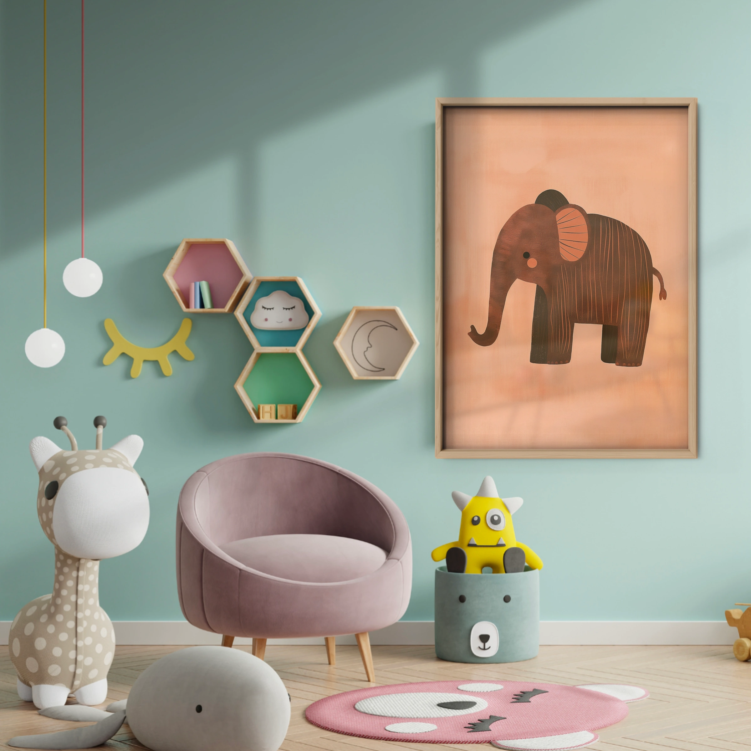 Elephant Nursery Print - baby room wall decor print