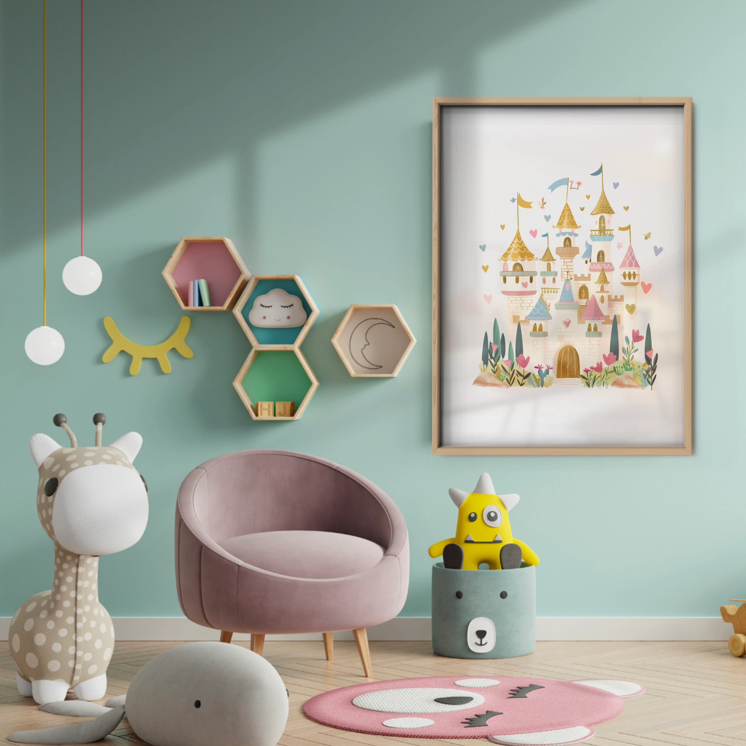 Fairytale Castle Nursery Print - baby room wall decor print