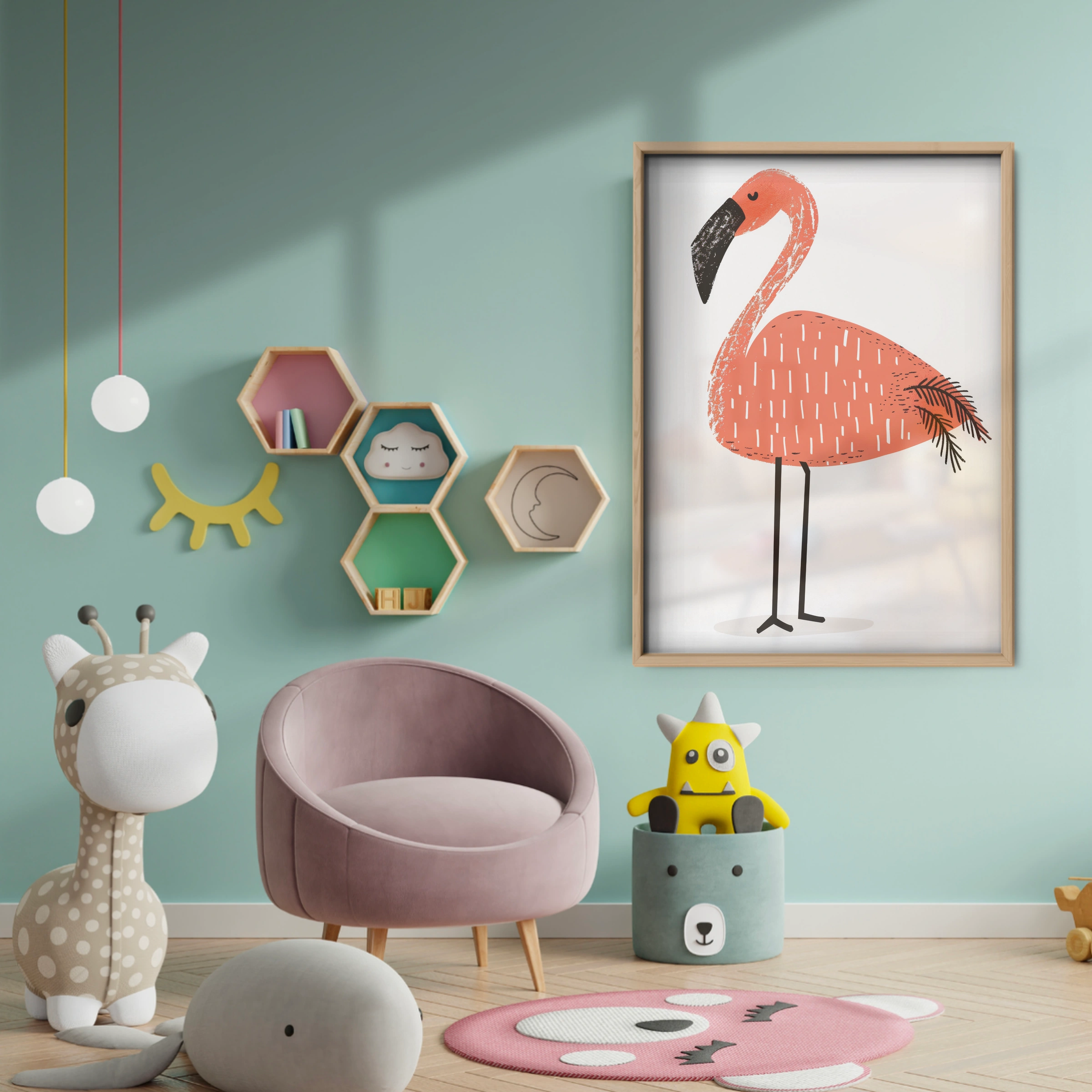 Flamingo Nursery Print - baby room wall decor print