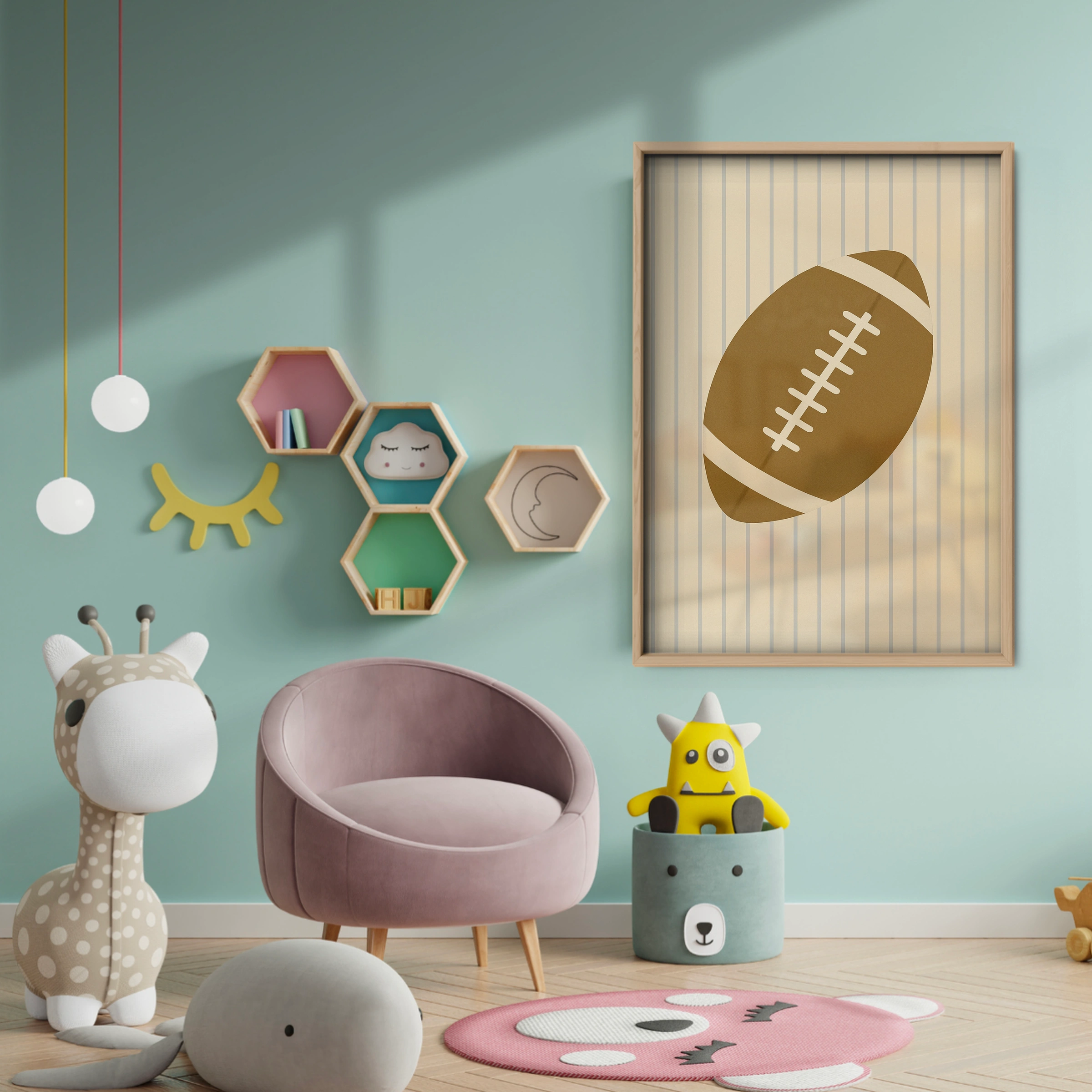 Football Nursery Print - baby room wall decor print