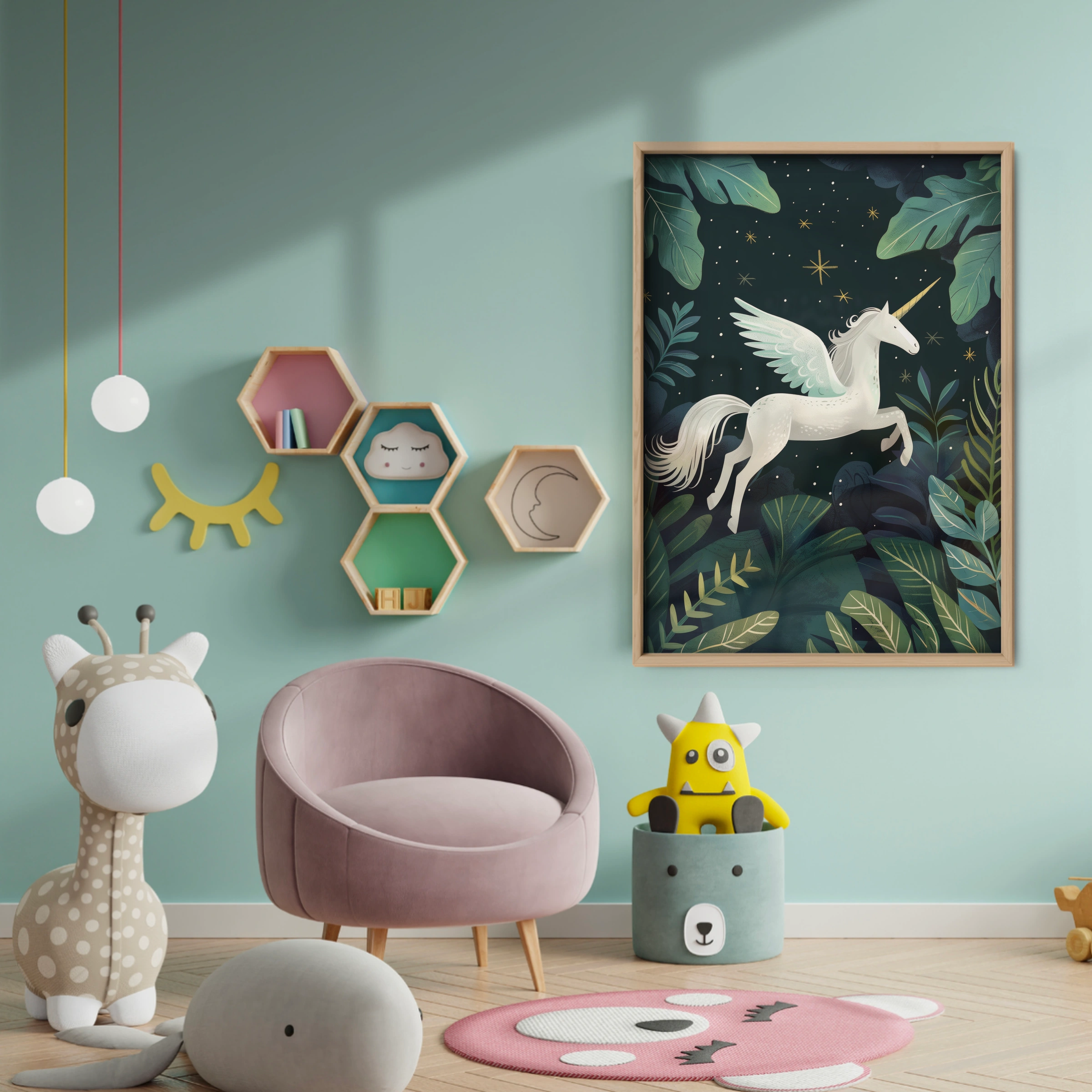 Forest Pegasus Nursery Print - baby room wall decor print