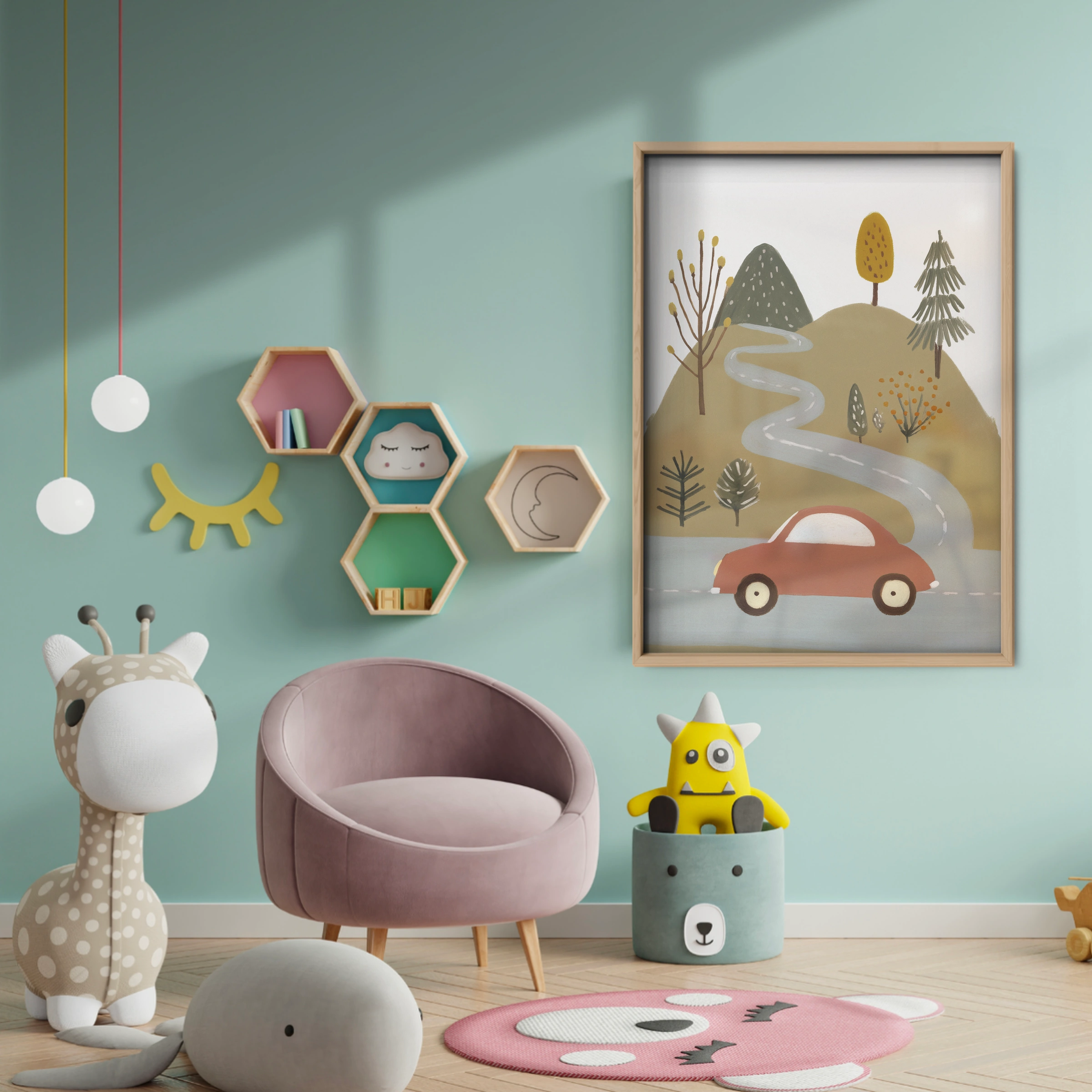 Forest Wolf Nursery Print - baby room wall decor print