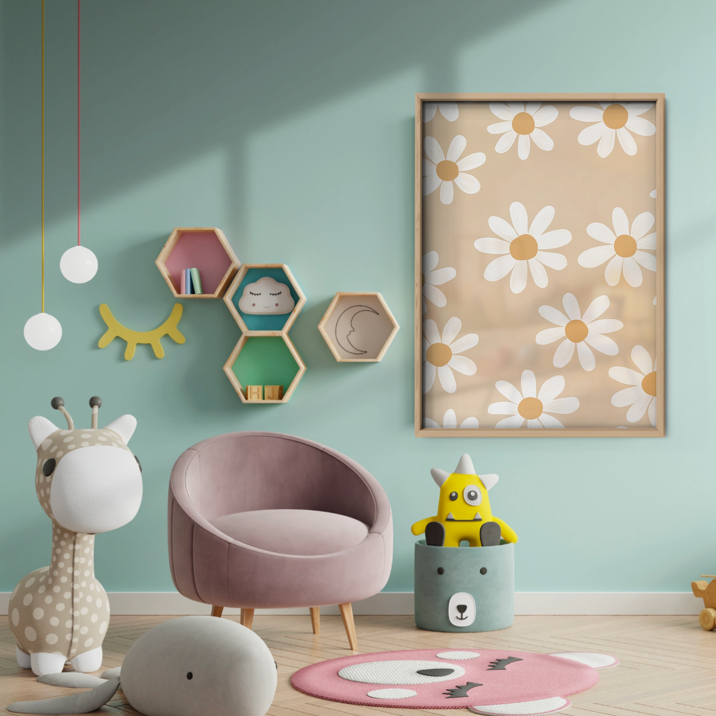 Fresh Daisies Nursery Print - baby room wall decor print