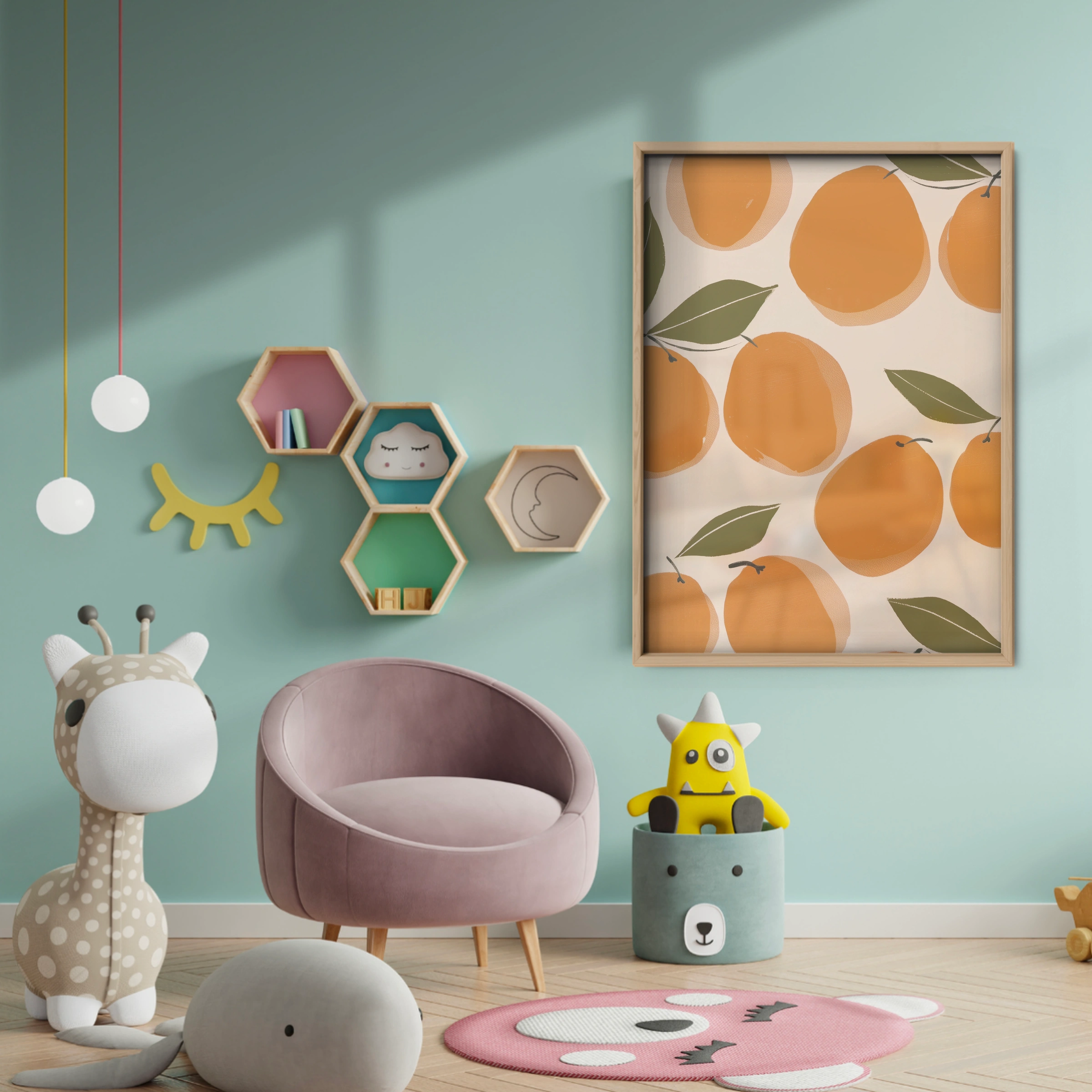 Fresh Oranges Nursery Print - baby room wall decor print