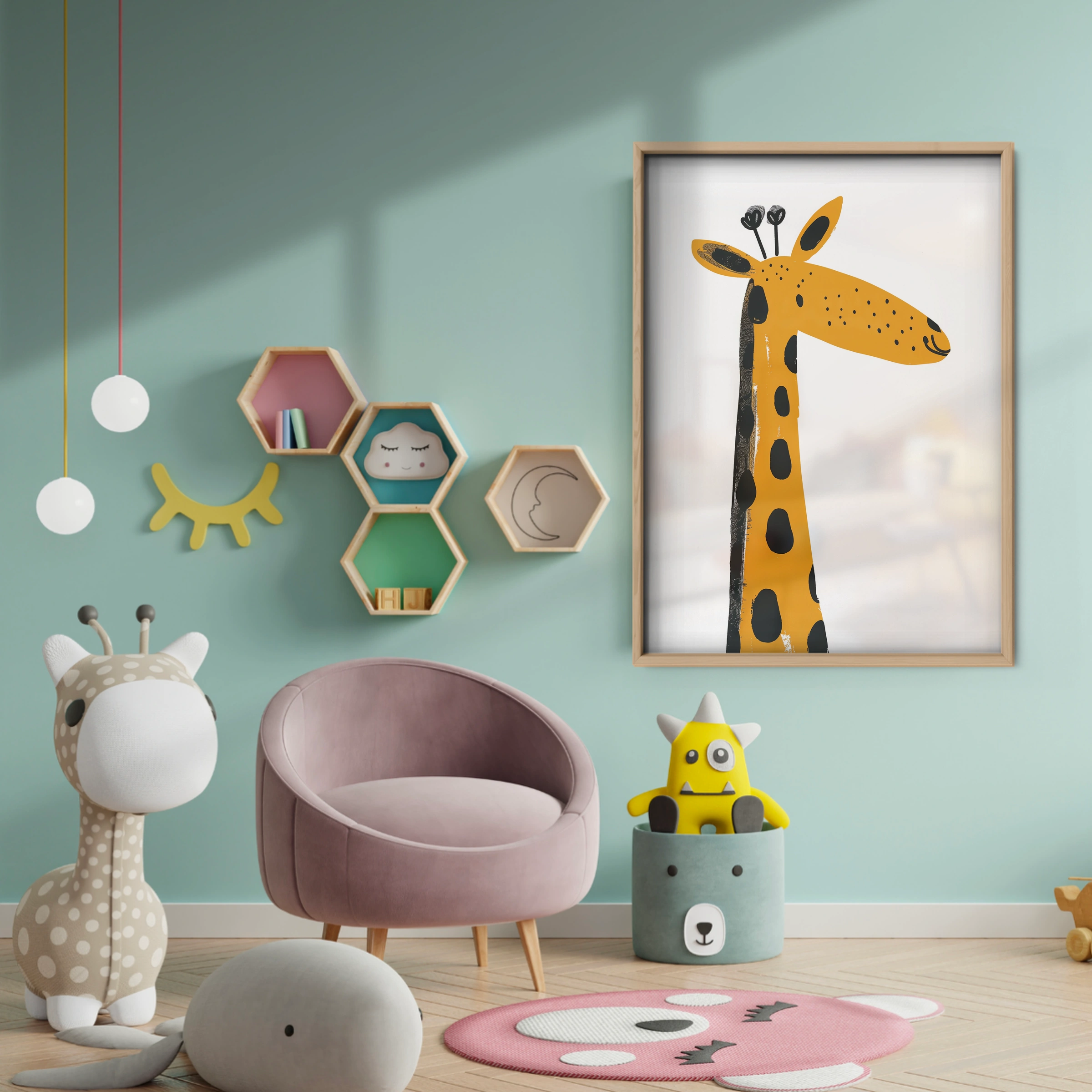 Friendly Giraffe Nursery Print - baby room wall decor print
