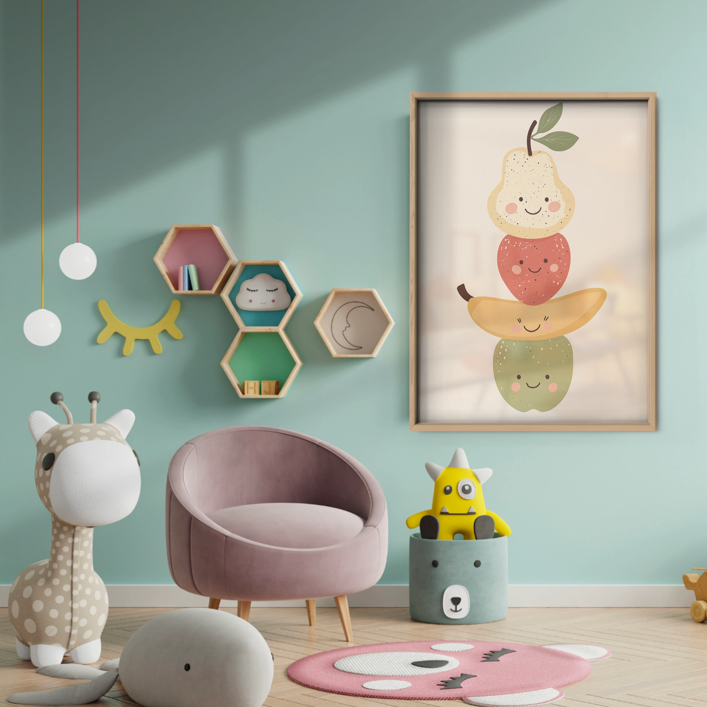 Fruit Stack Nursery Print - baby room wall decor print