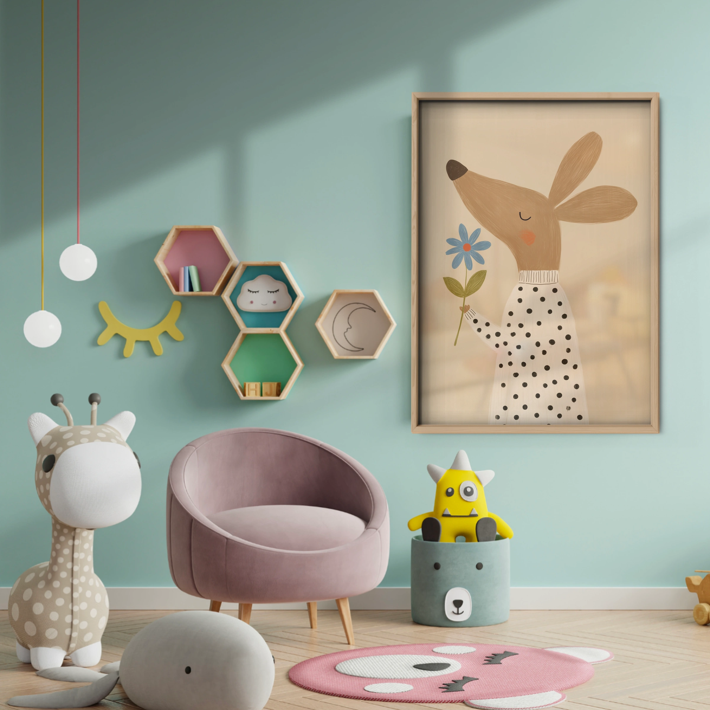Gentle Deer Nursery Print - baby room wall decor print