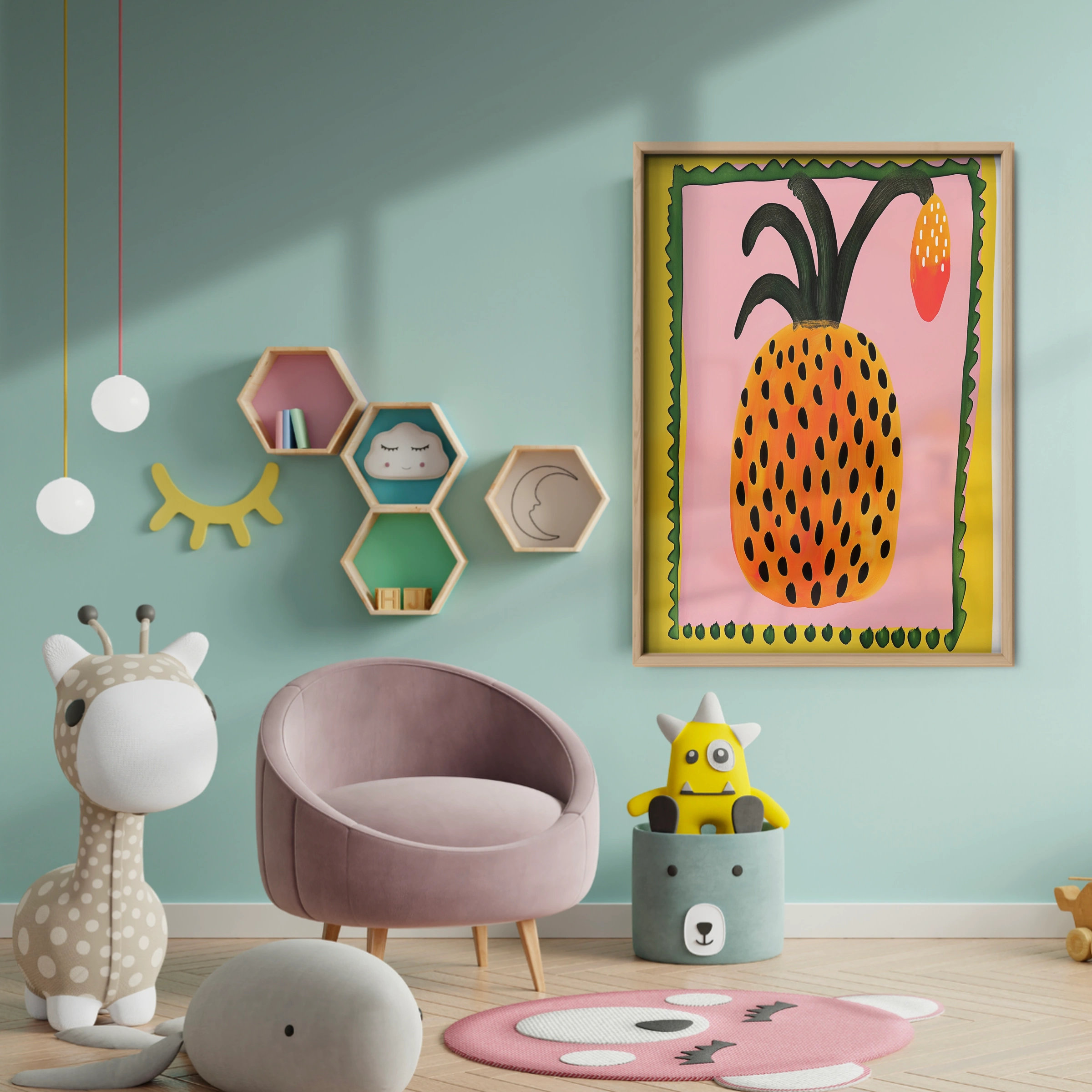 Golden Pineapple Nursery Print - baby room wall decor print