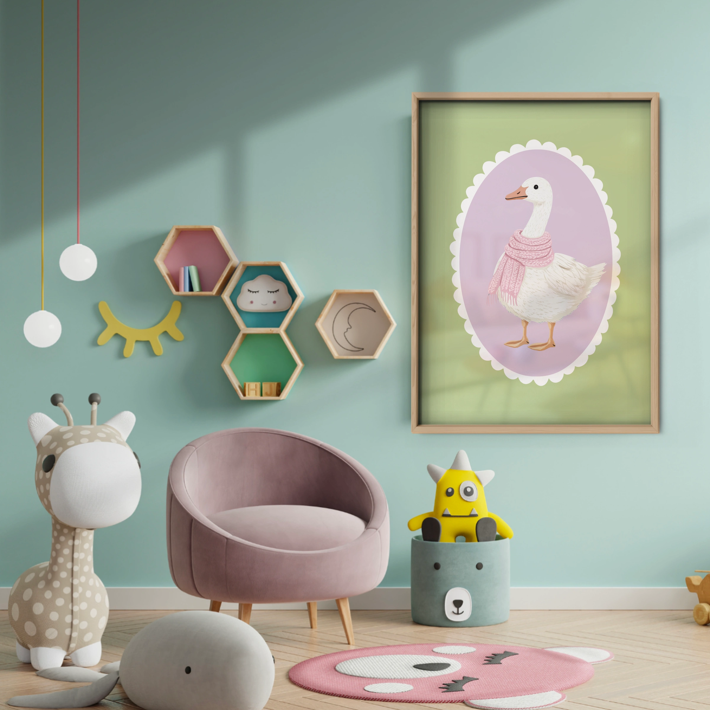 Goose Cameo Nursery Print - baby room wall decor print