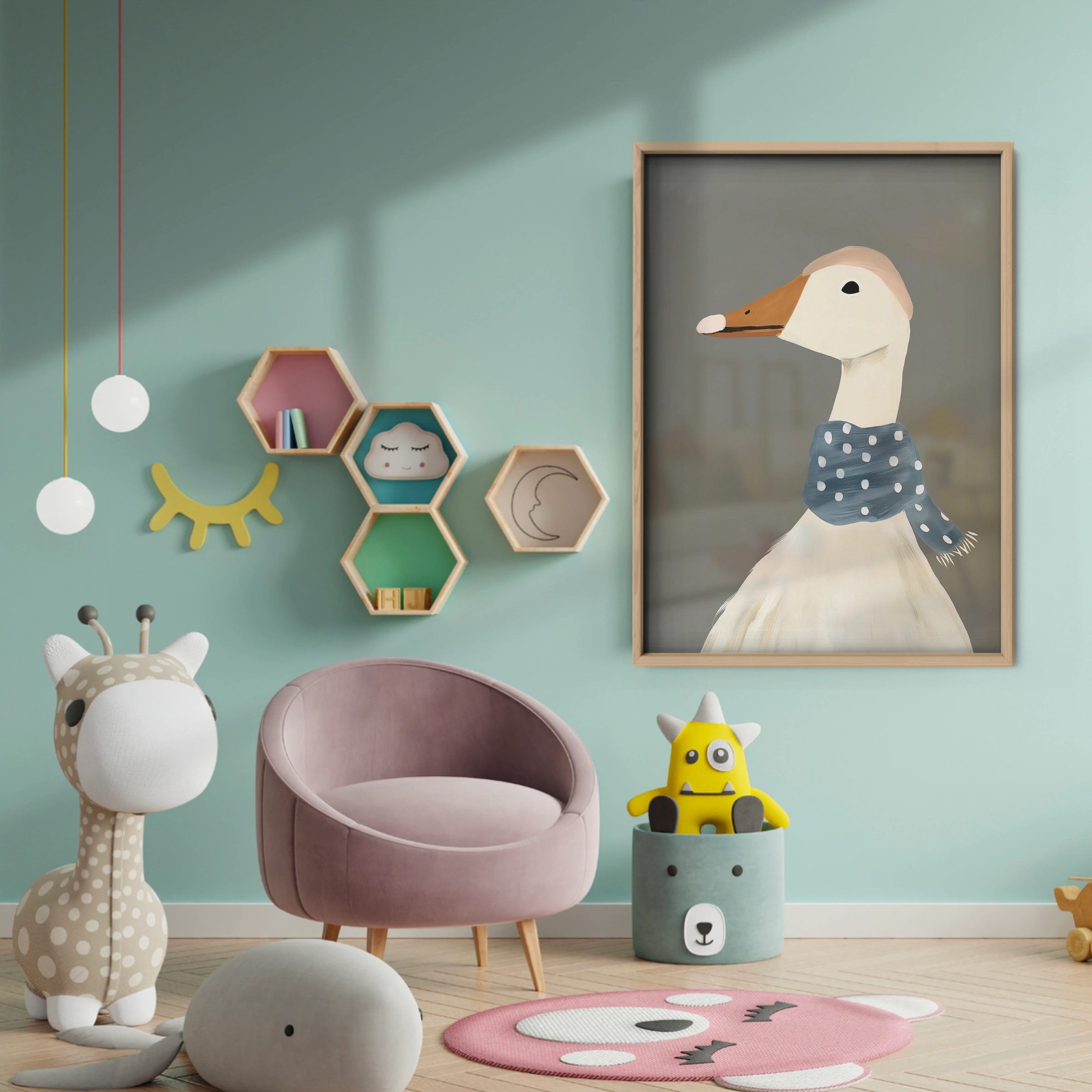 Goose in a Scarf Nursery Print - baby room wall decor print