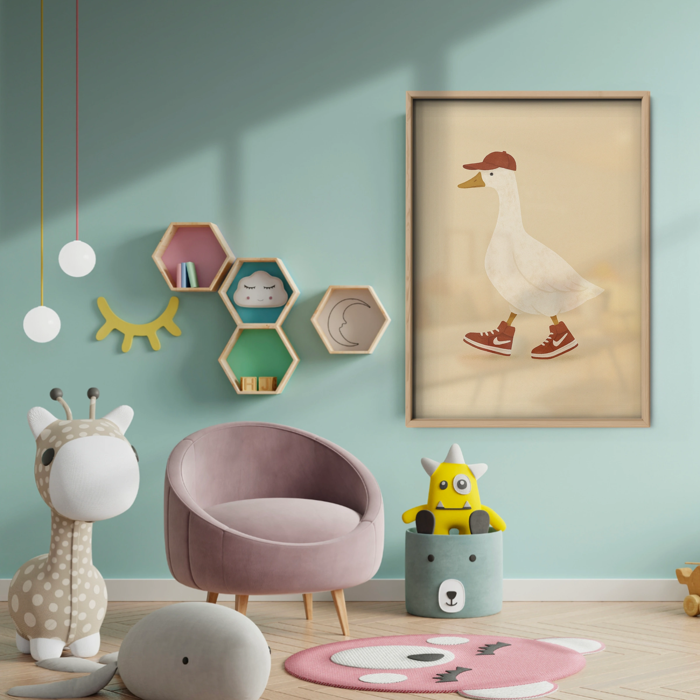 Goose in Sneakers Nursery Print - baby room wall decor print