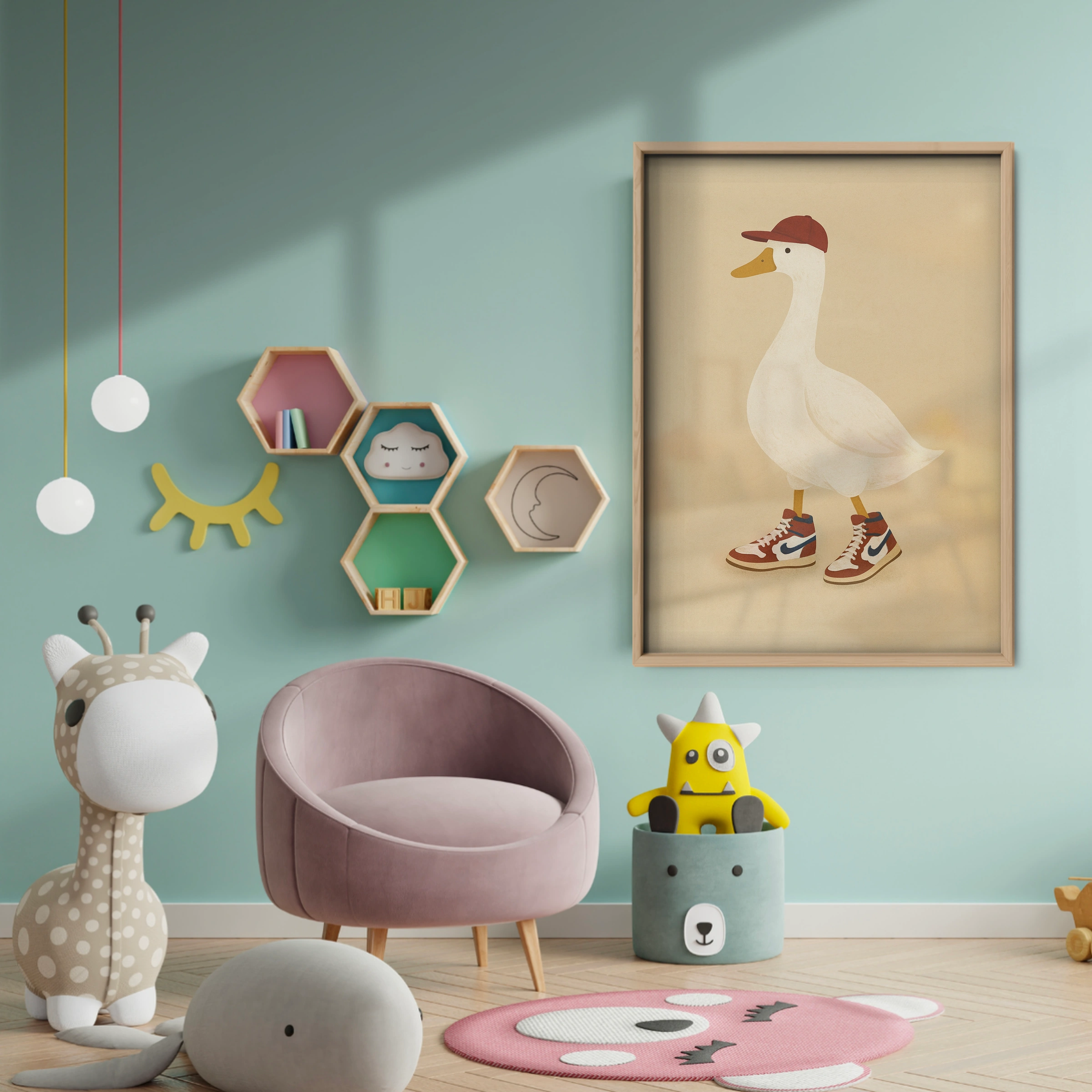 Goose in Sneakers Two Nursery Print - baby room wall decor print