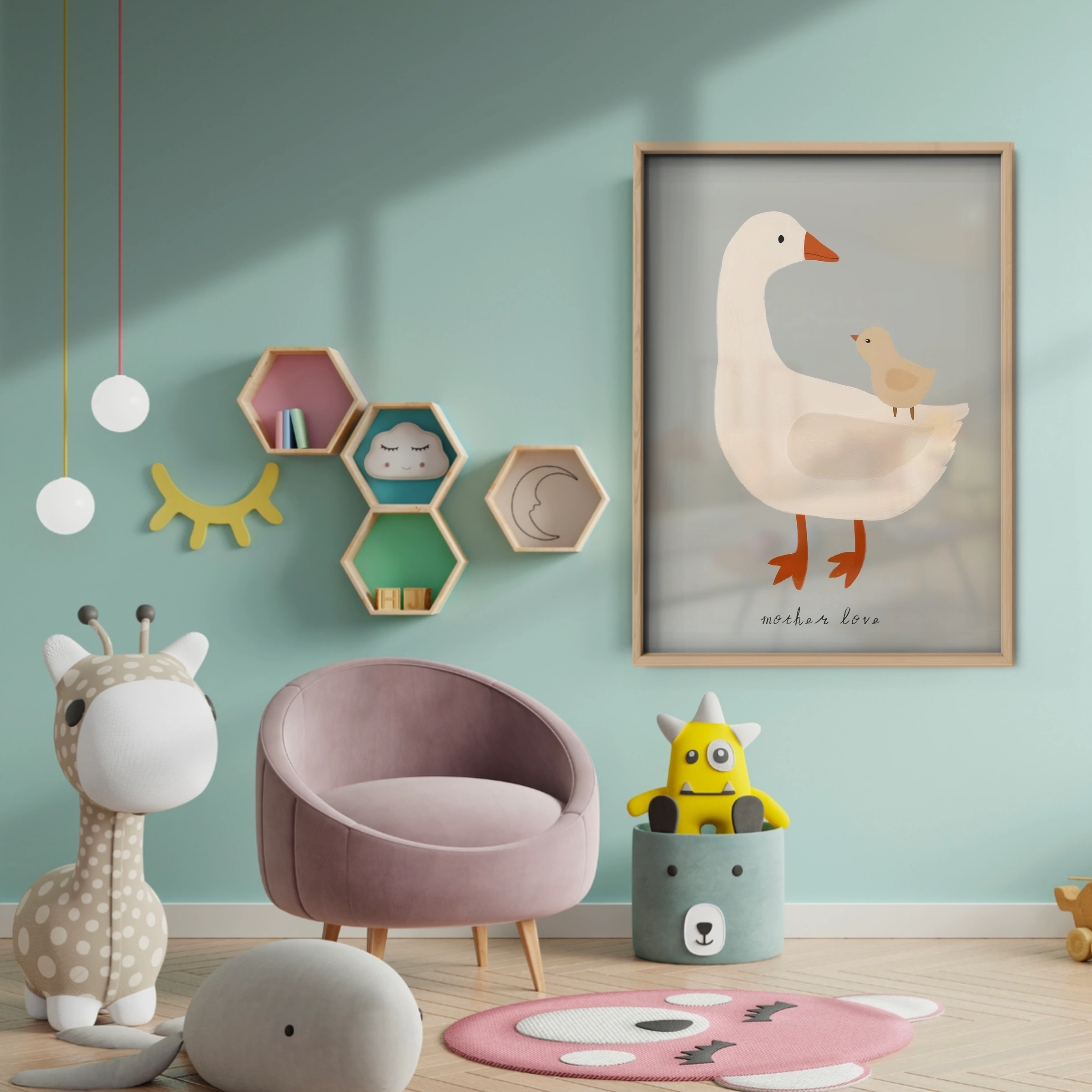 Grey Goose Nursery Print - baby room wall decor print