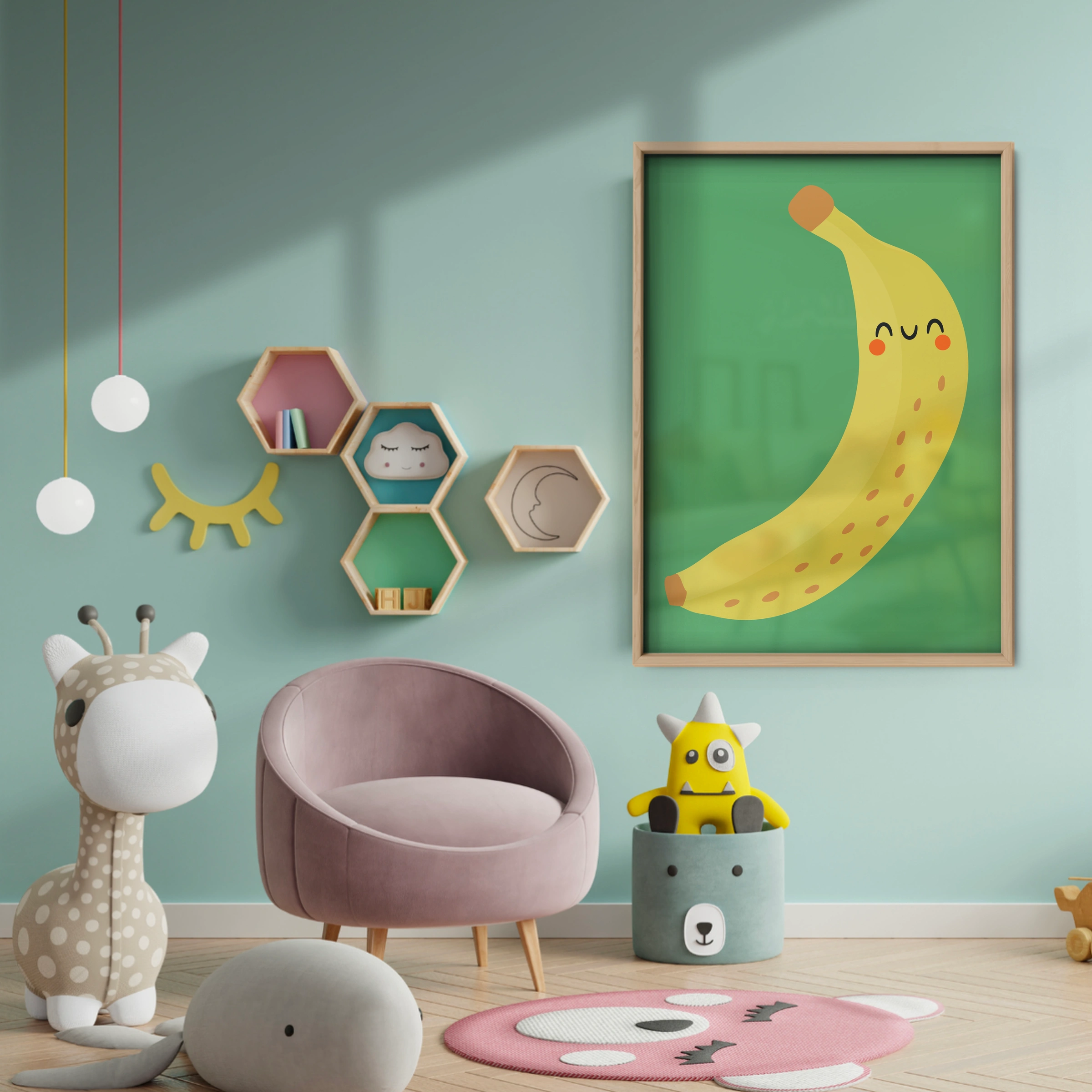 Happy Banana Nursery Print - baby room wall decor print