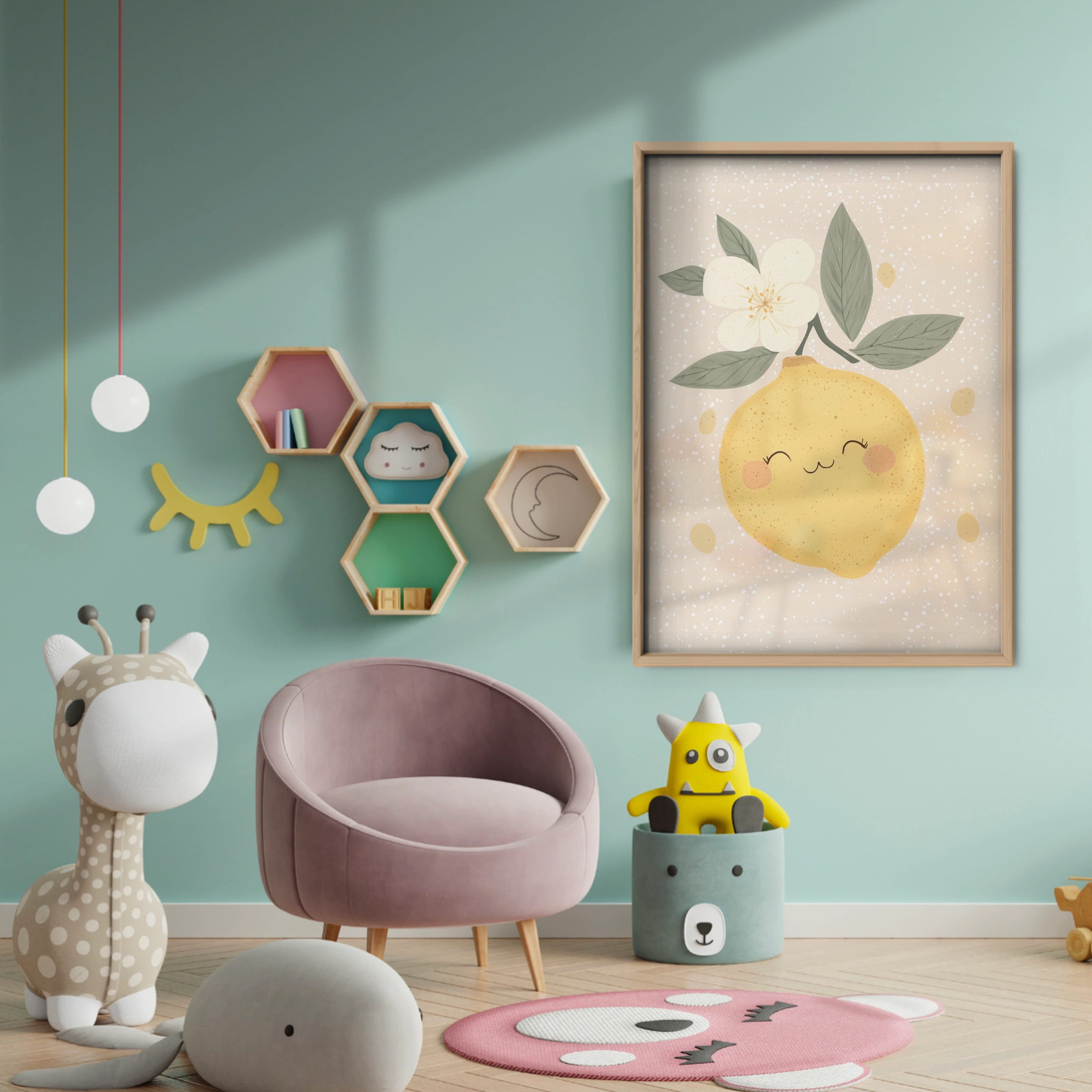 Happy Lemon Nursery Print - baby room wall decor print