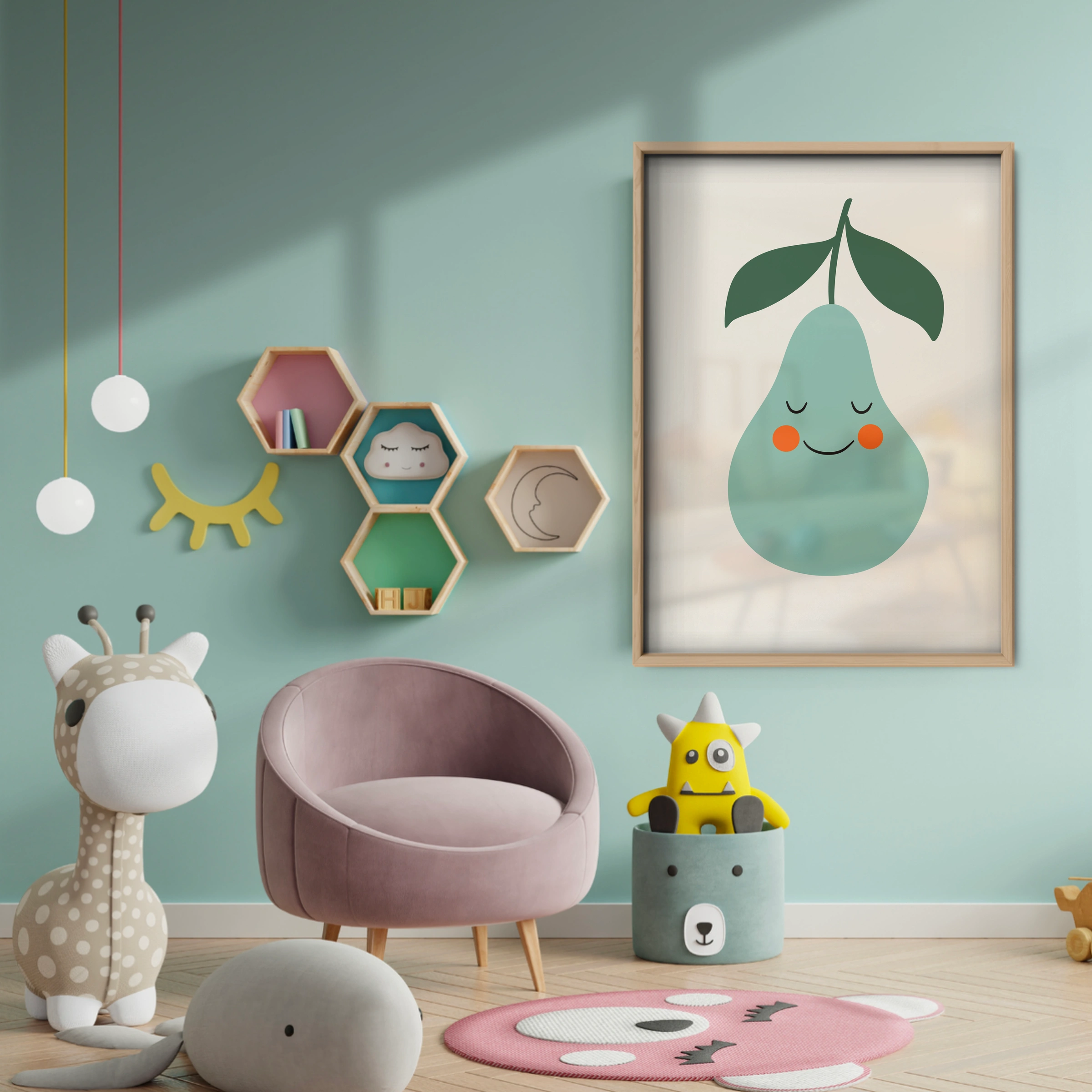 Happy Pear Nursery Print - baby room wall decor print